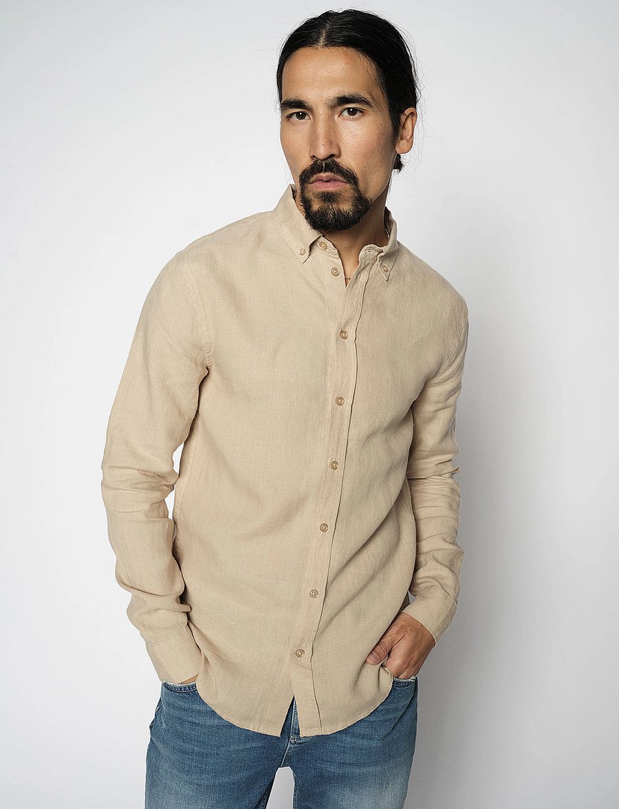 Mos Mosh Gallery - MMGTheo Linen Shirt - leinenhemden - cold kit melange - 0