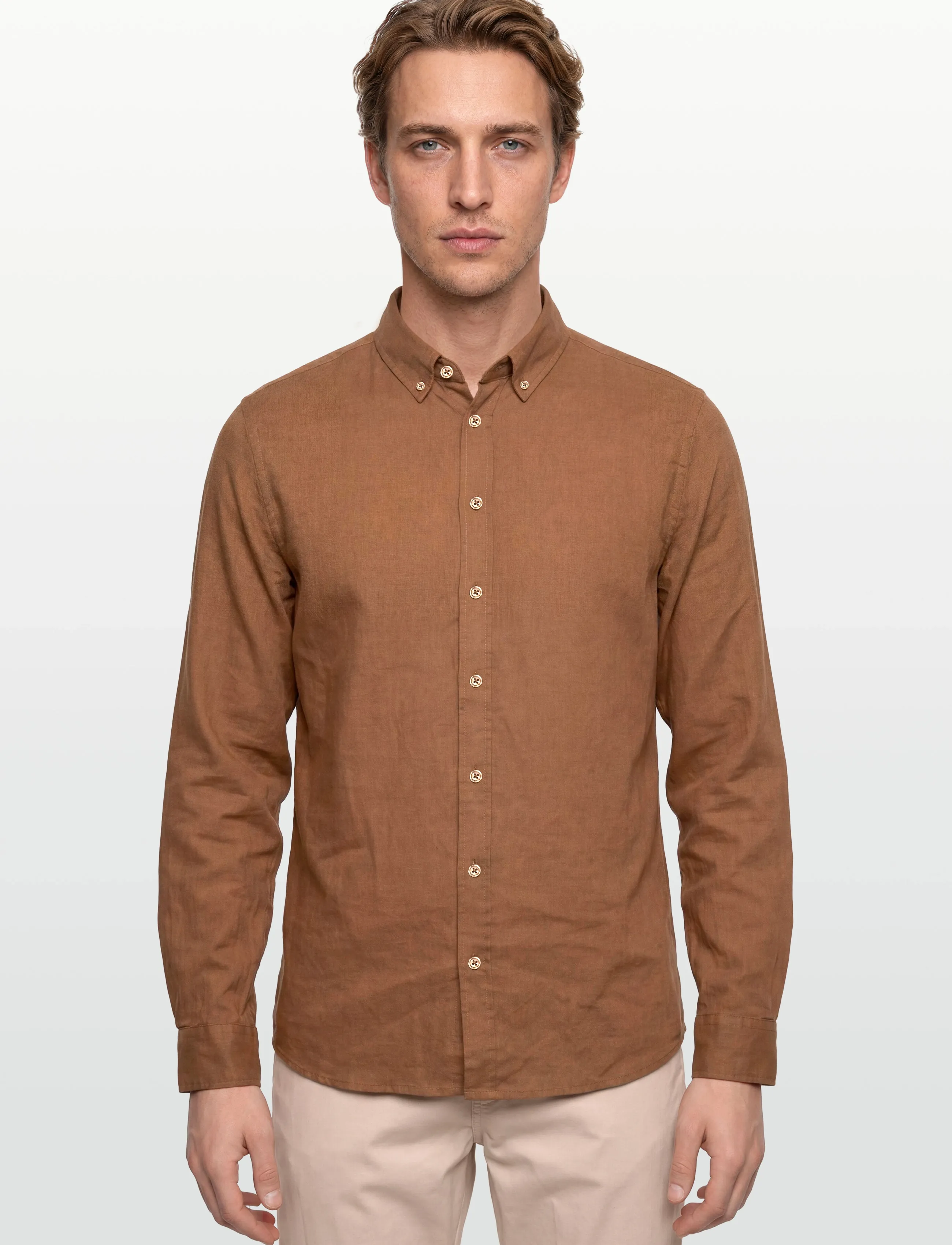 Mos Mosh Gallery - MMGTheo Linen Shirt - linased särgid - toasted coconut - 3