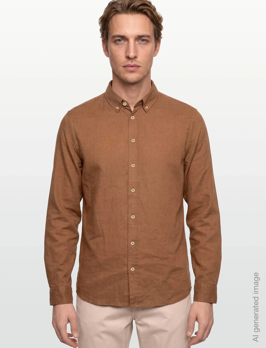 Mos Mosh Gallery - Theo Linen Shirt - leinenhemden - toasted coconut - 3