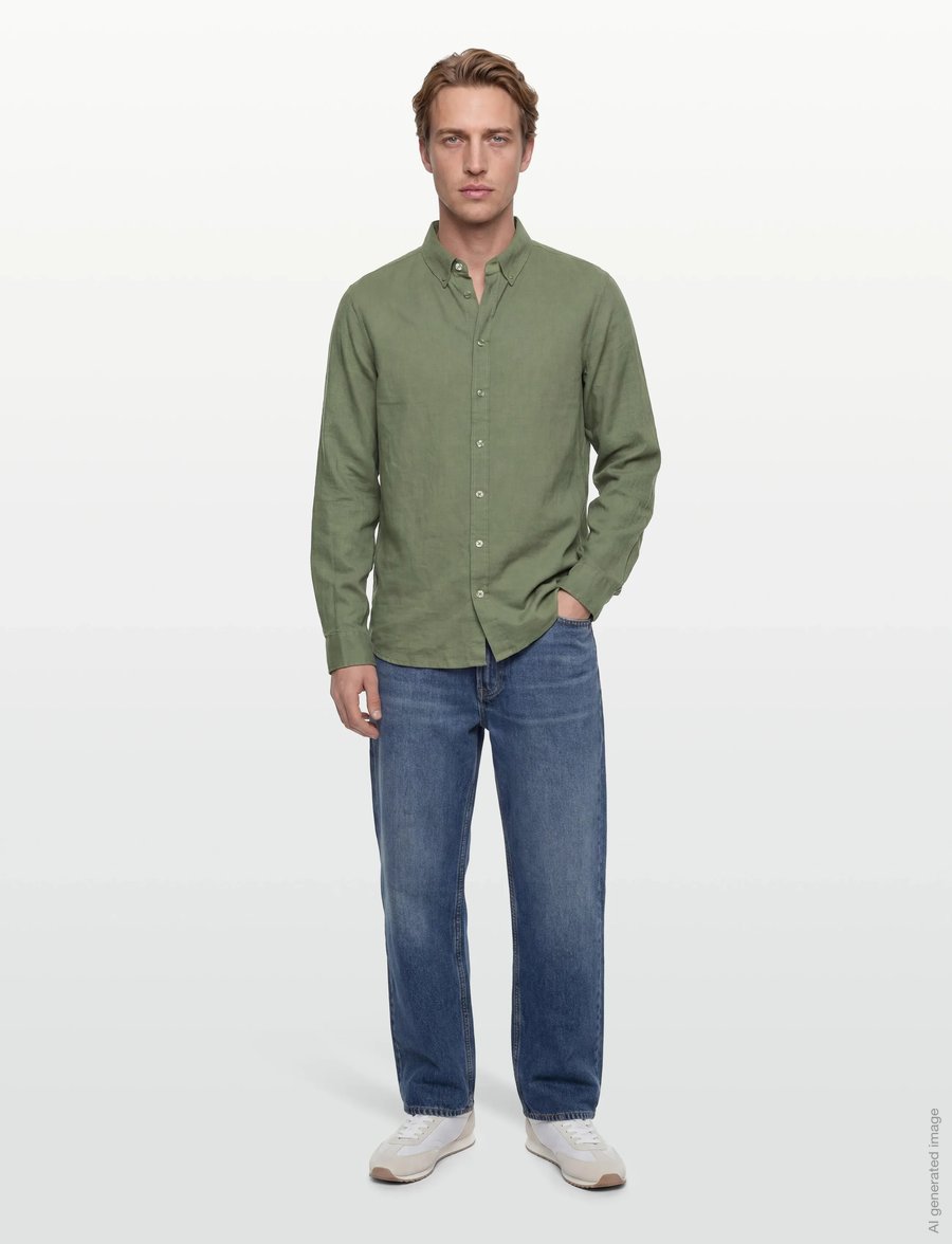 Mos Mosh Gallery - MMGTheo Linen Shirt - leinenhemden - watercress - 0