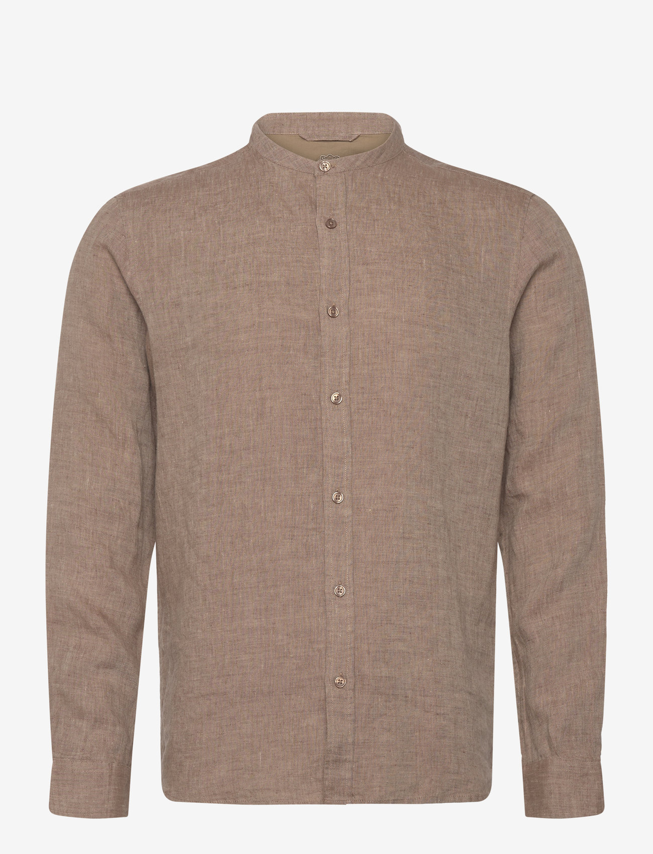 Mos Mosh Gallery - MMGTheo Linen Stand Shirt - linneskjortor - chocolate chip melange - 0
