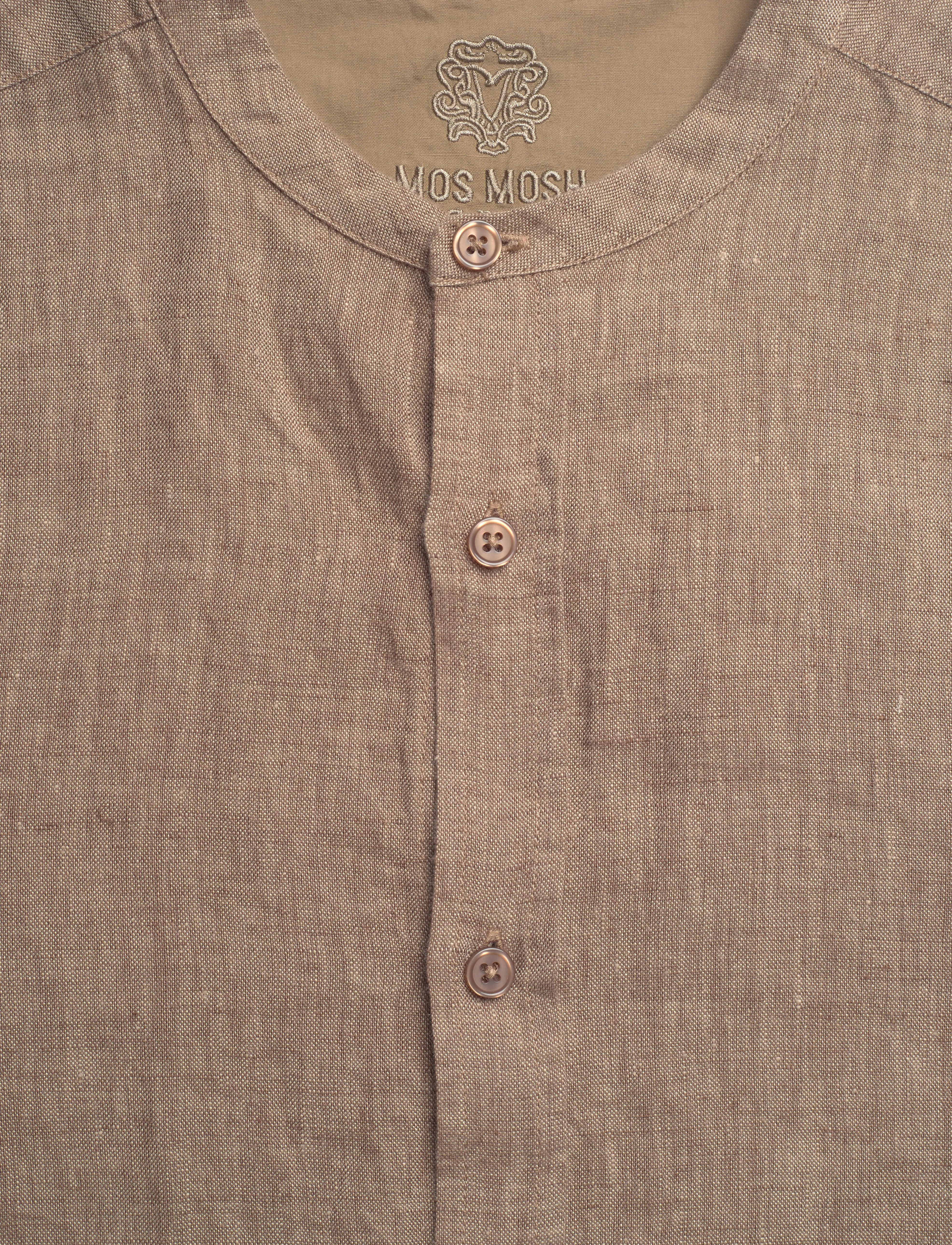 Mos Mosh Gallery - MMGTheo Linen Stand Shirt - chocolate chip melange - 2