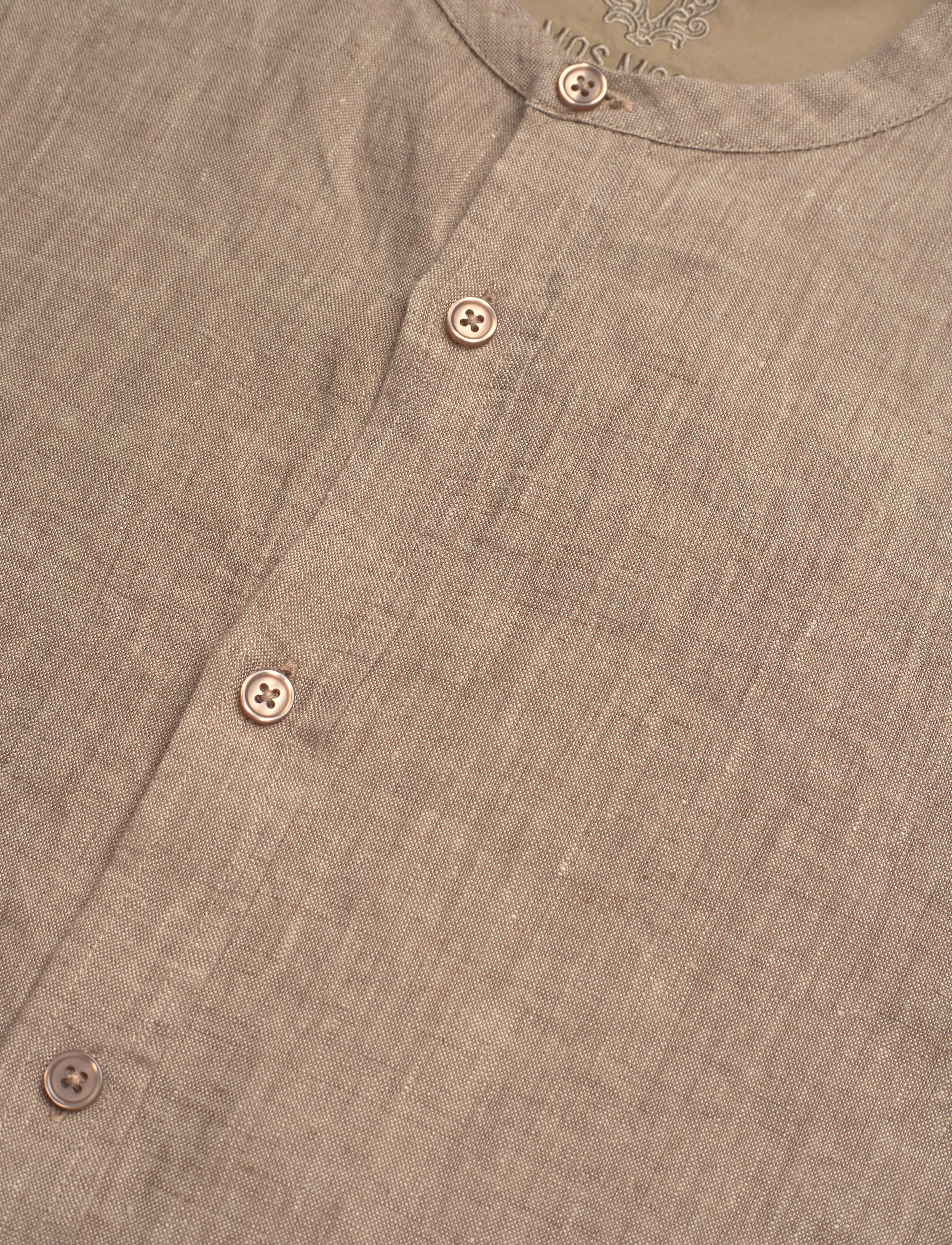 Mos Mosh Gallery - MMGTheo Linen Stand Shirt - chocolate chip melange - 3