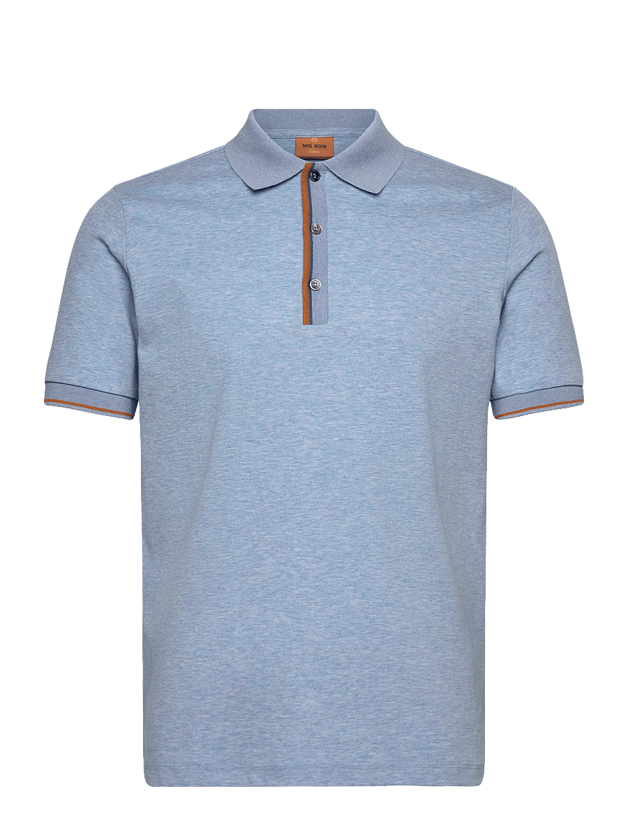 Mos Mosh Gallery - MMGHarvey Polo SS Tee - kortärmade pikéer - light blue melange - 0
