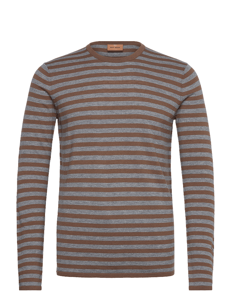 Mos Mosh Gallery - MMGAdam Soft Stripe Knit - adījumi ar apaļu kakla izgriezumu - warm camel - 0