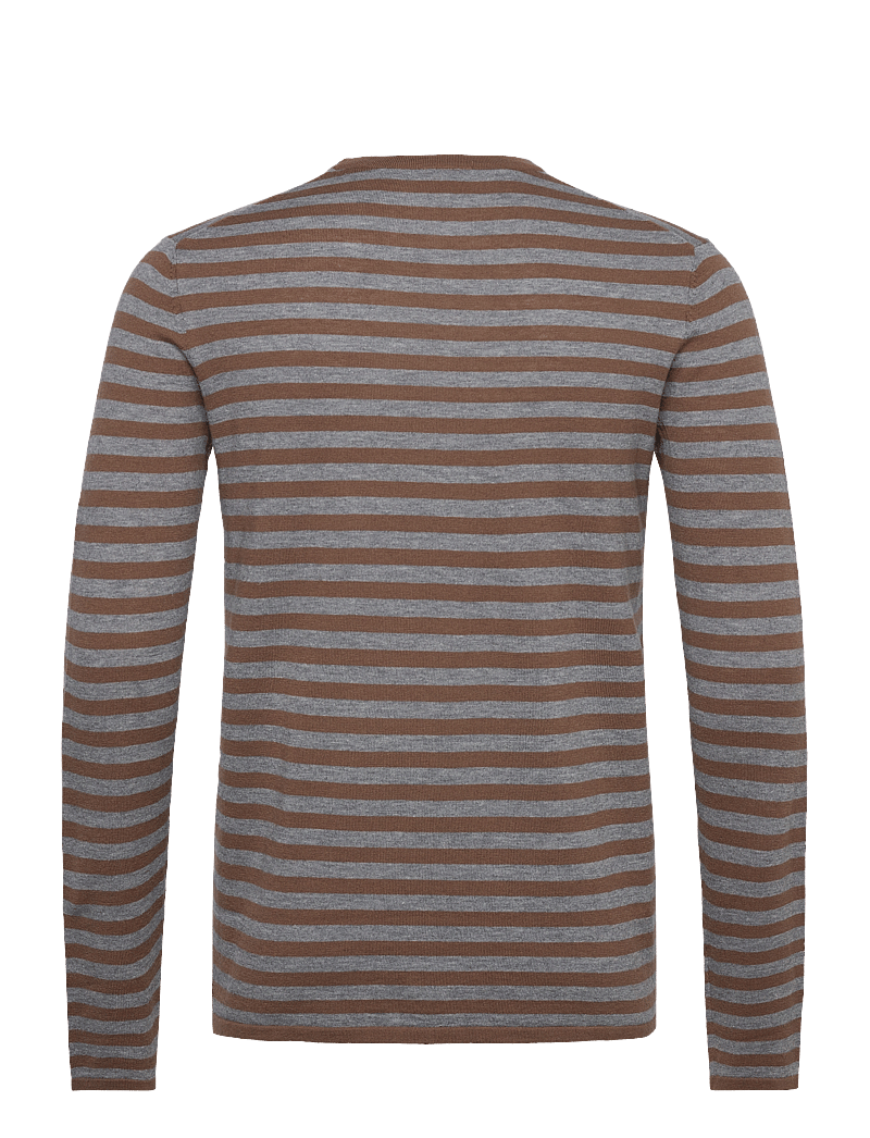 Mos Mosh Gallery - MMGAdam Soft Stripe Knit - adījumi ar apaļu kakla izgriezumu - warm camel - 1