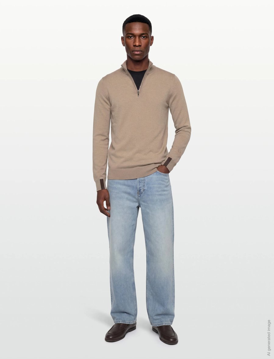Mos Mosh Gallery - MMGAdam Soft Zip Turtle Neck Knit - pullover mit halbem reißverschluss - aluminum - 0