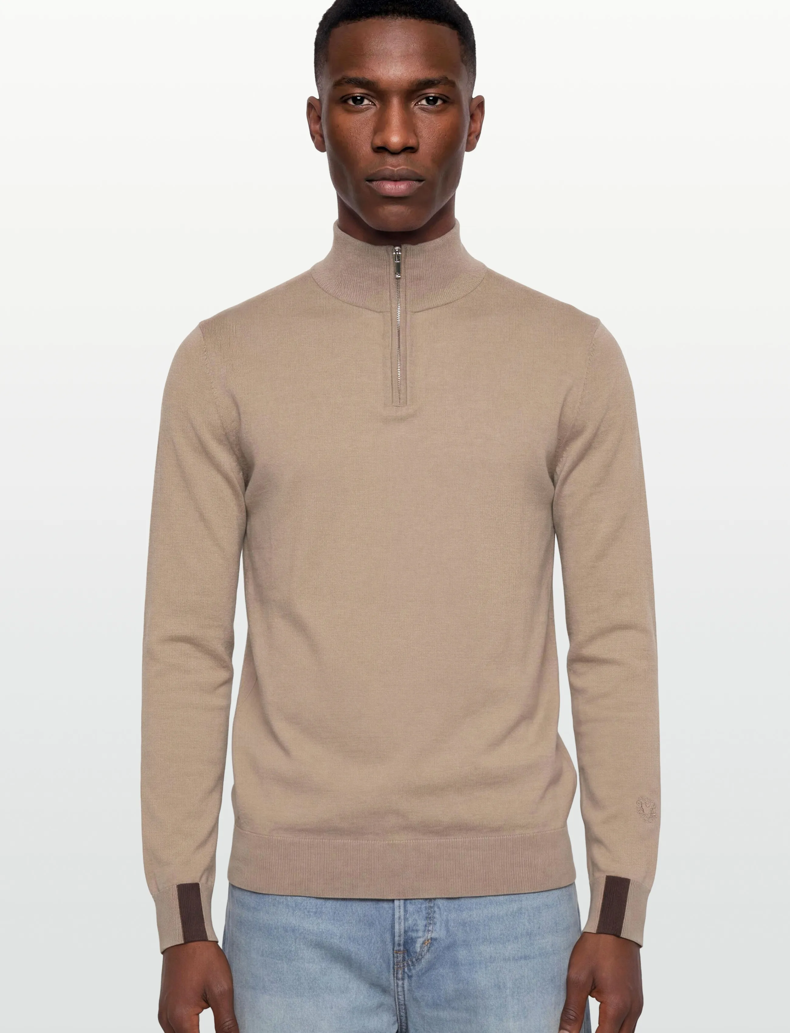 Mos Mosh Gallery - MMGAdam Soft Zip Turtle Neck Knit - män - aluminum - 3