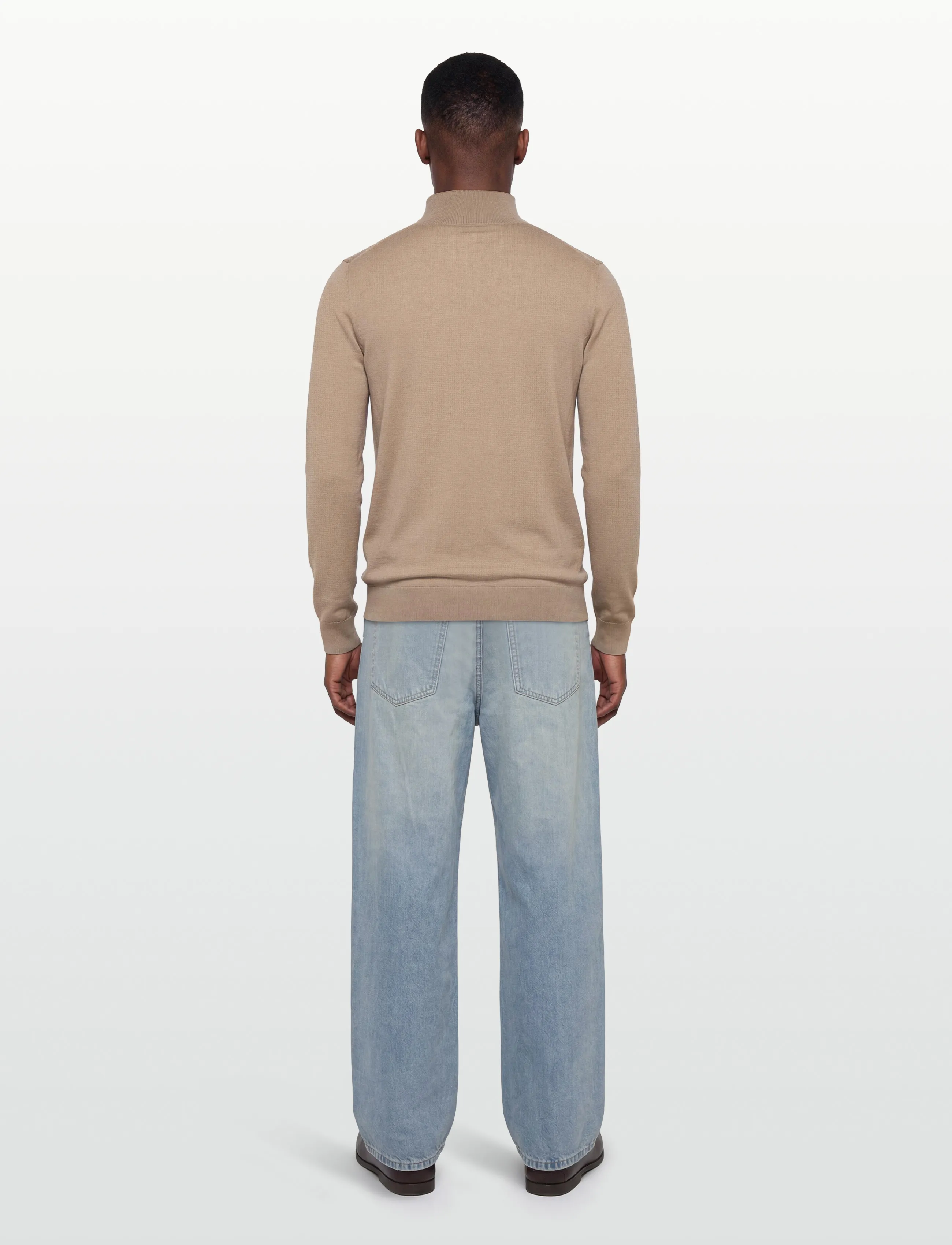Mos Mosh Gallery - MMGAdam Soft Zip Turtle Neck Knit - män - aluminum - 4
