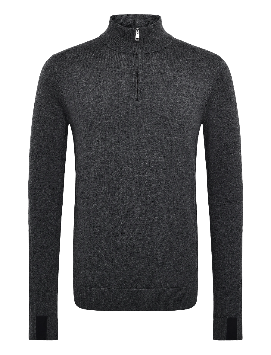 Mos Mosh Gallery - MMGAdam Soft Zip Turtle Neck Knit - pullover mit halbem reißverschluss - charcoal melange - 0