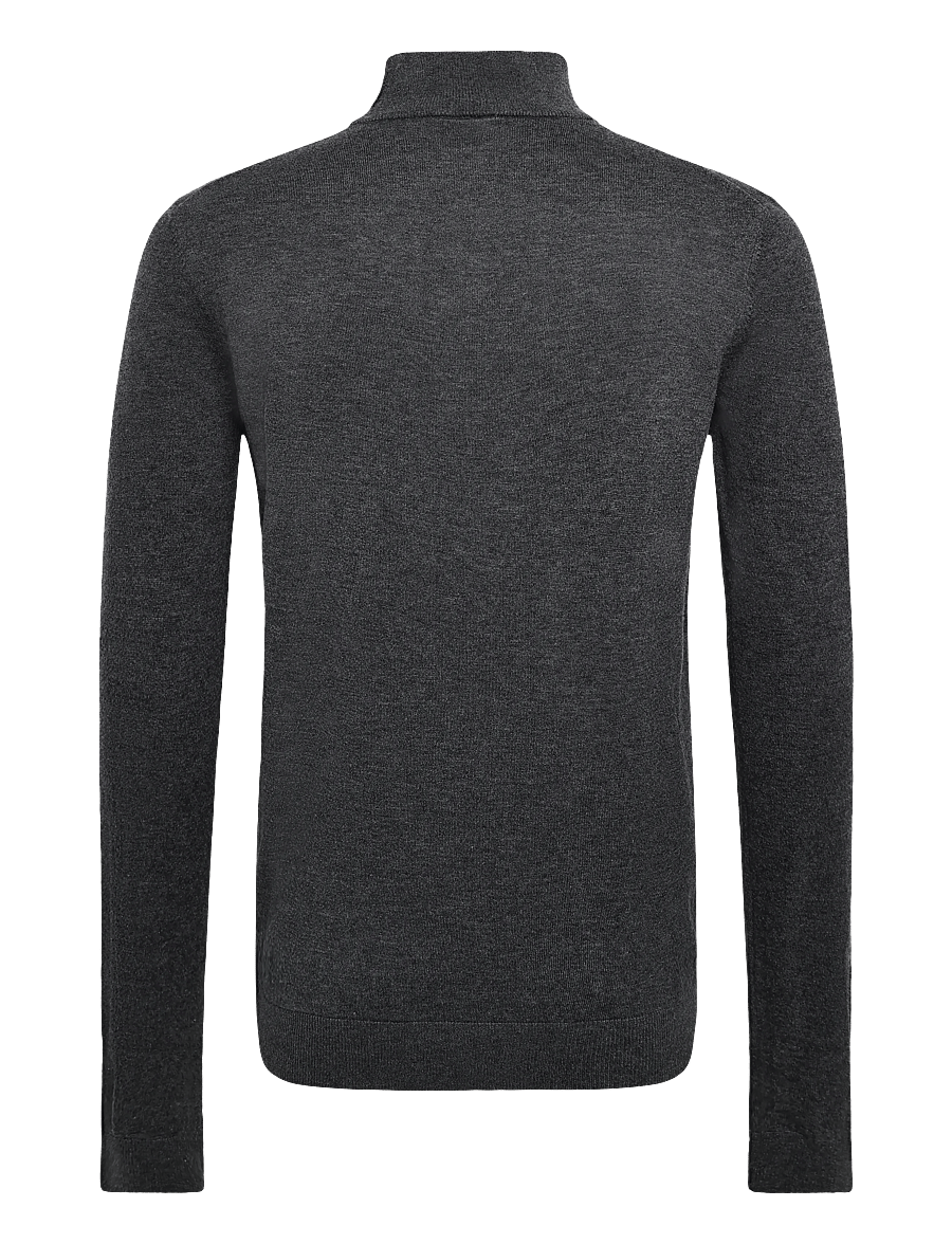 Mos Mosh Gallery - MMGAdam Soft Zip Turtle Neck Knit - pullover mit halbem reißverschluss - charcoal melange - 1