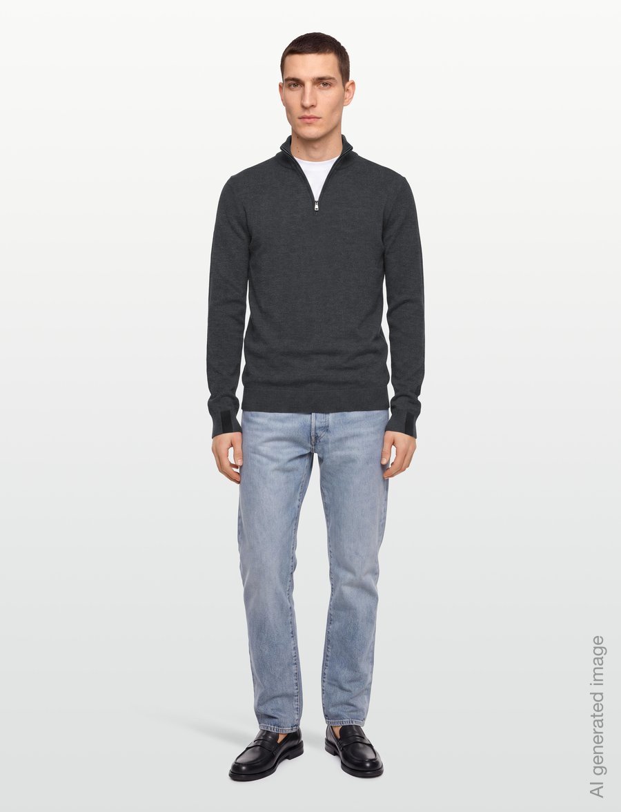 Mos Mosh Gallery - MMGAdam Soft Zip Turtle Neck Knit - pullover mit halbem reißverschluss - charcoal melange - 0
