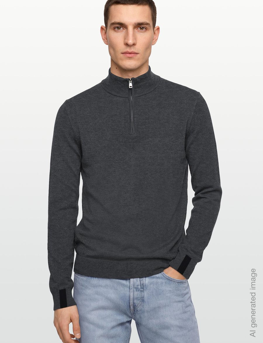 Mos Mosh Gallery - MMGAdam Soft Zip Turtle Neck Knit - pullover mit halbem reißverschluss - charcoal melange - 3