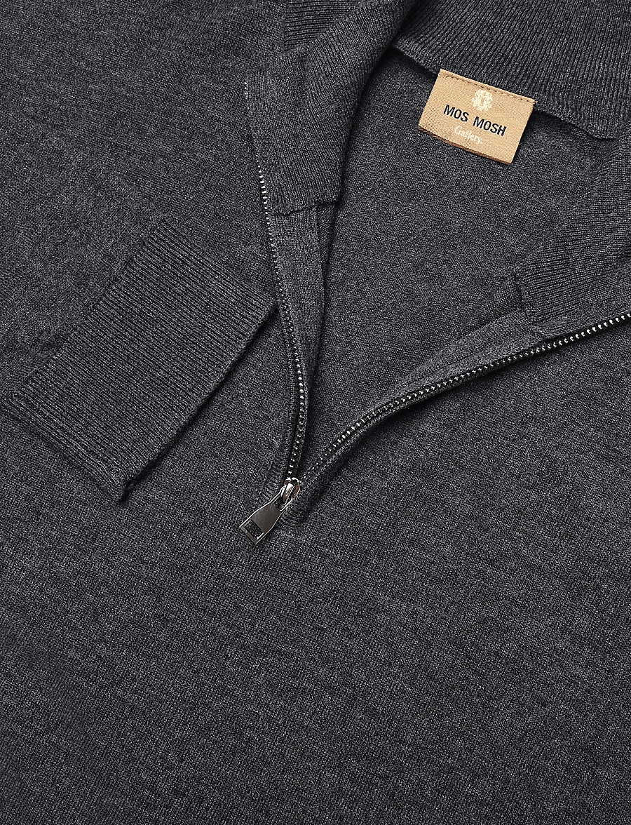 Mos Mosh Gallery - MMGAdam Soft Zip Turtle Neck Knit - pullover mit halbem reißverschluss - charcoal melange - 2