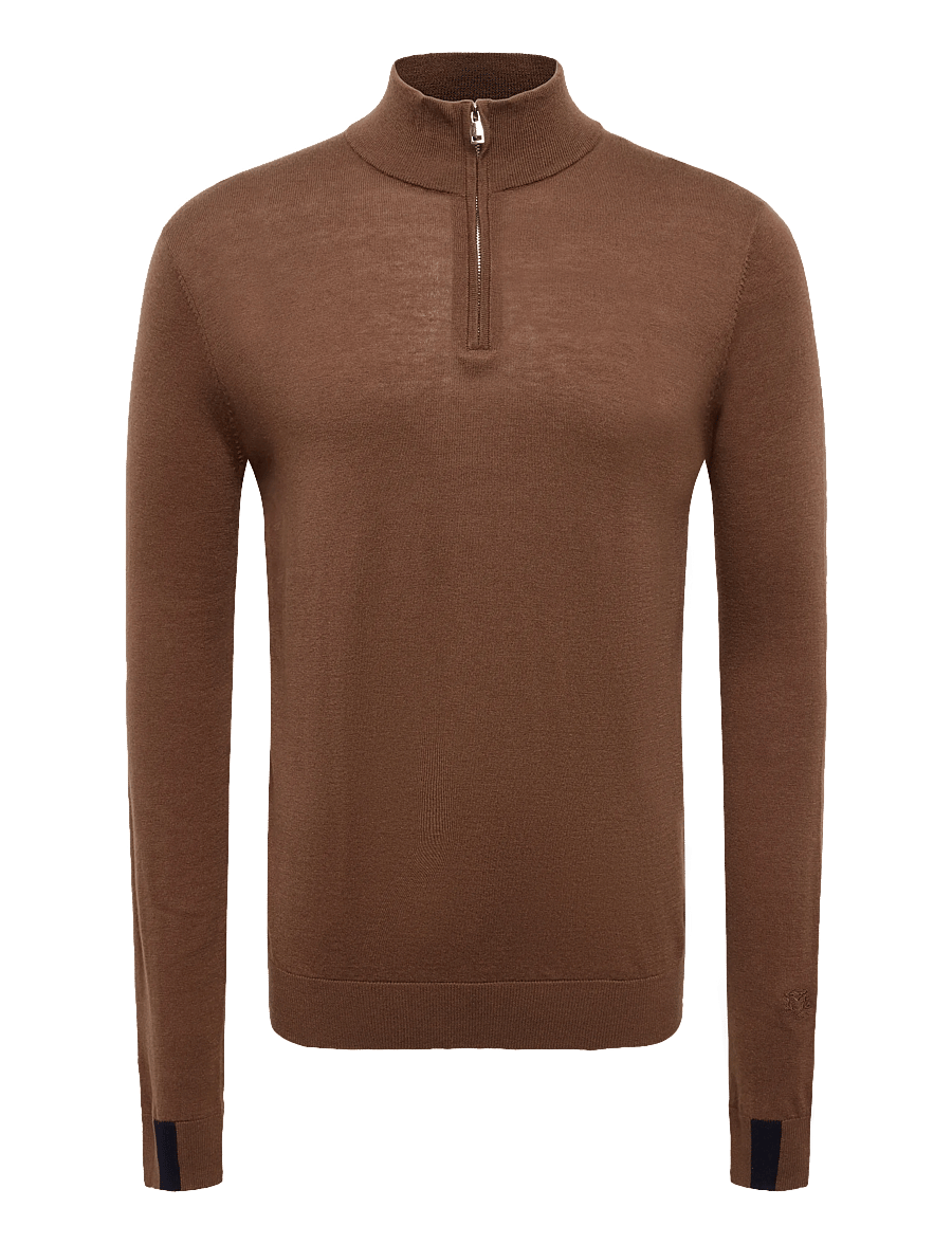 Mos Mosh Gallery - MMGAdam Soft Zip Turtle Neck Knit - pullover mit halbem reißverschluss - cocoa brown - 1