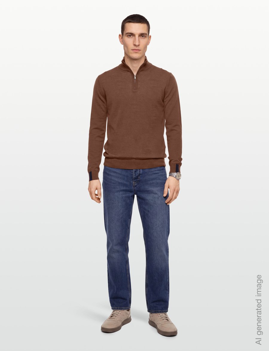 Mos Mosh Gallery - MMGAdam Soft Zip Turtle Neck Knit - pullover mit halbem reißverschluss - cocoa brown - 0
