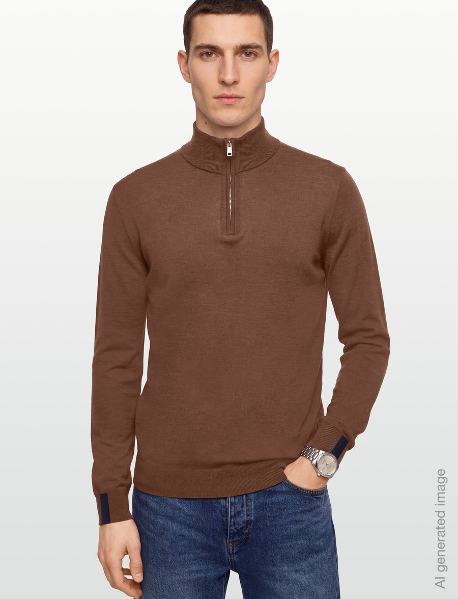 Mos Mosh Gallery - MMGAdam Soft Zip Turtle Neck Knit - pullover mit halbem reißverschluss - cocoa brown - 3