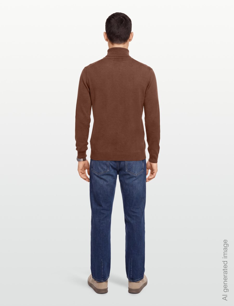 Mos Mosh Gallery - MMGAdam Soft Zip Turtle Neck Knit - pullover mit halbem reißverschluss - cocoa brown - 4