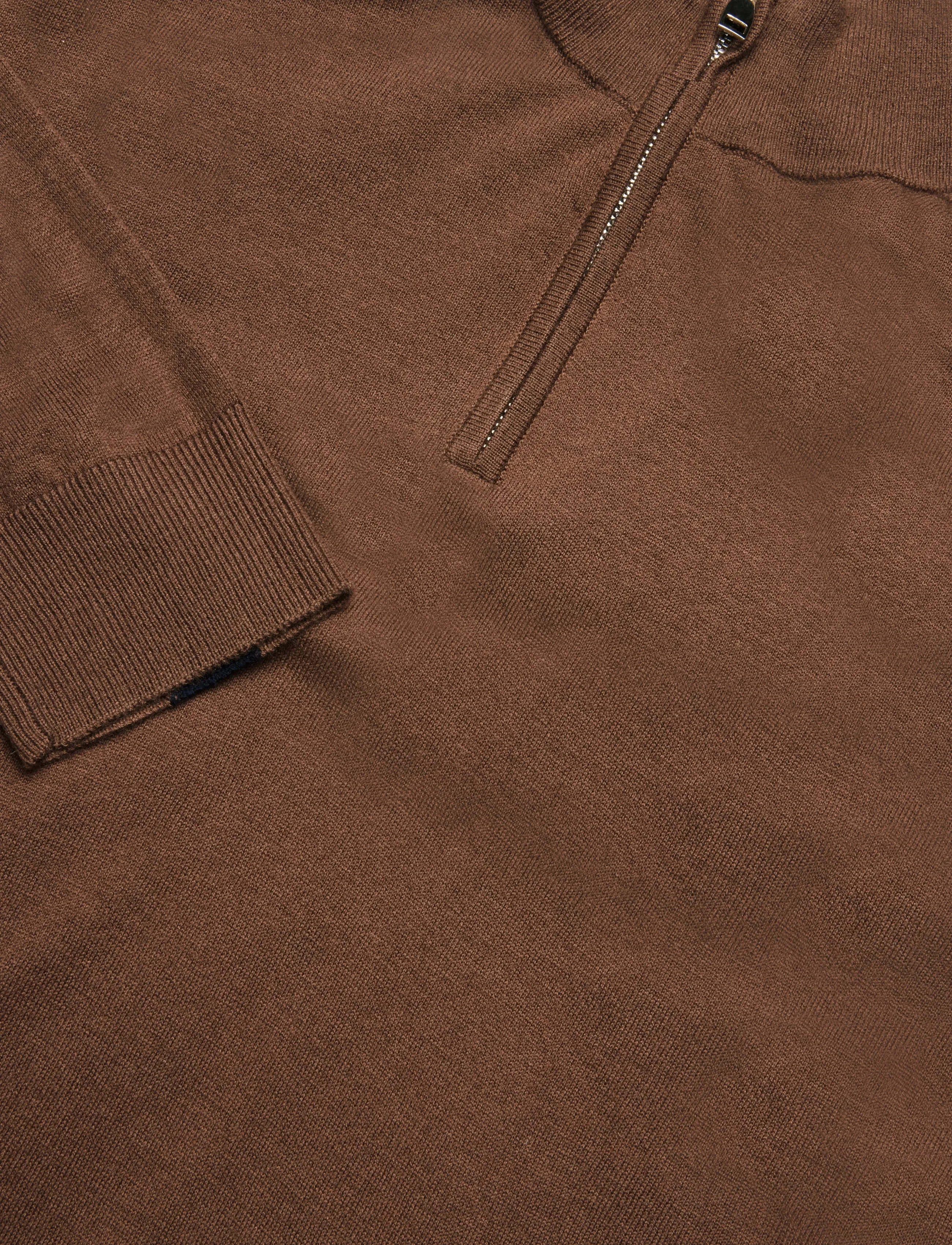 Mos Mosh Gallery - MMGAdam Soft Zip Turtle Neck Knit - poolpika lukuga džemprid - cocoa brown - 2