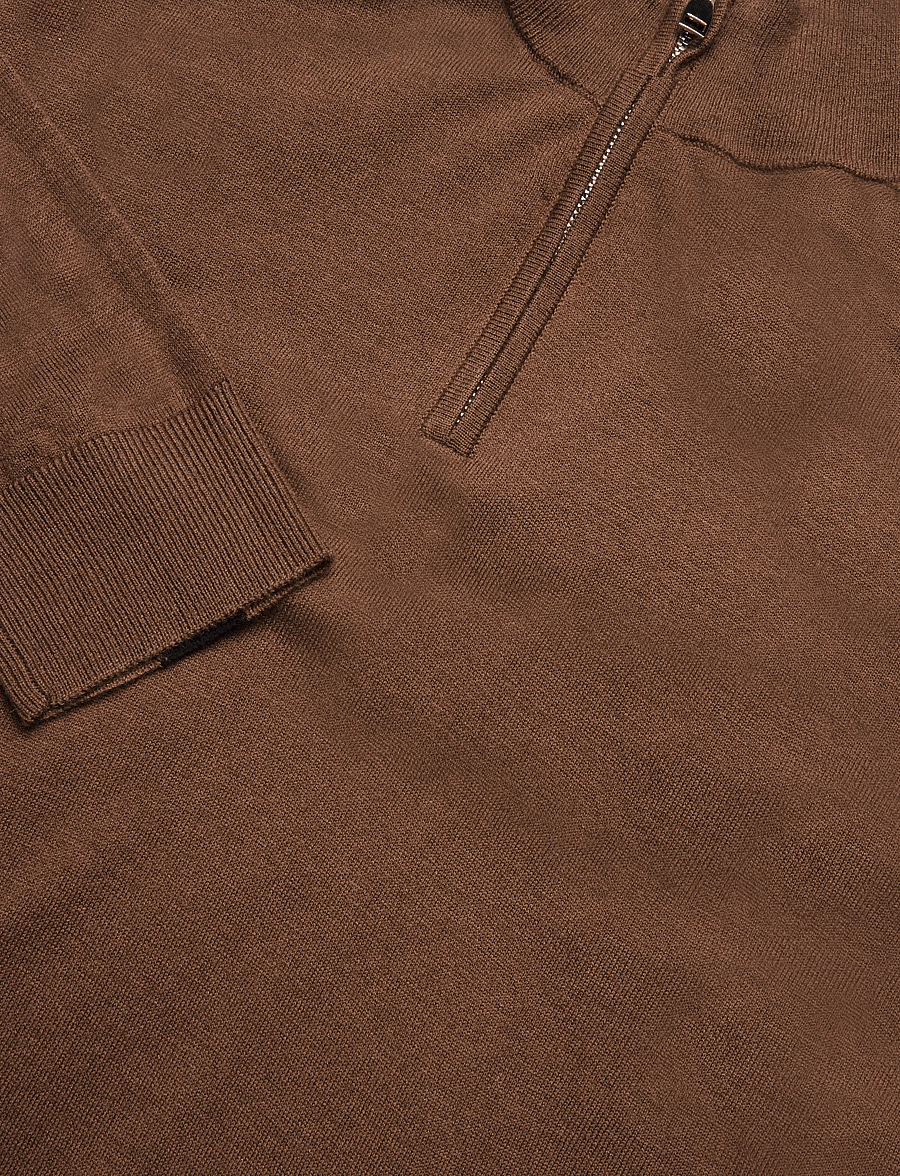 Mos Mosh Gallery - MMGAdam Soft Zip Turtle Neck Knit - pullover mit halbem reißverschluss - cocoa brown - 5