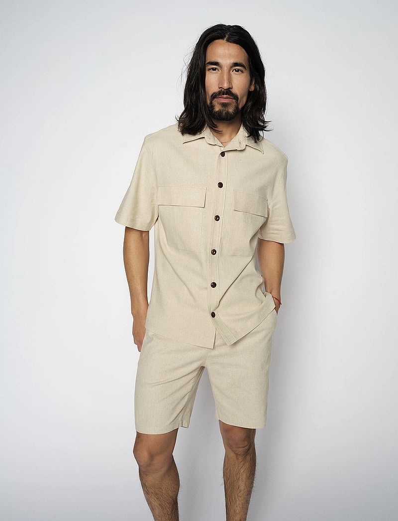 Mos Mosh Gallery - MMGHunt Plage String Shorts - linen shorts - ecru melange - 0