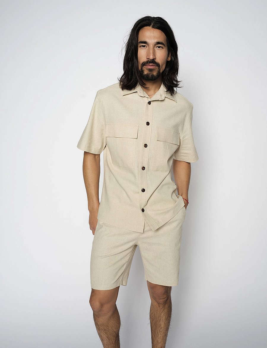 Mos Mosh Gallery - MMGHunt Plage String Shorts - ecru melange - 0