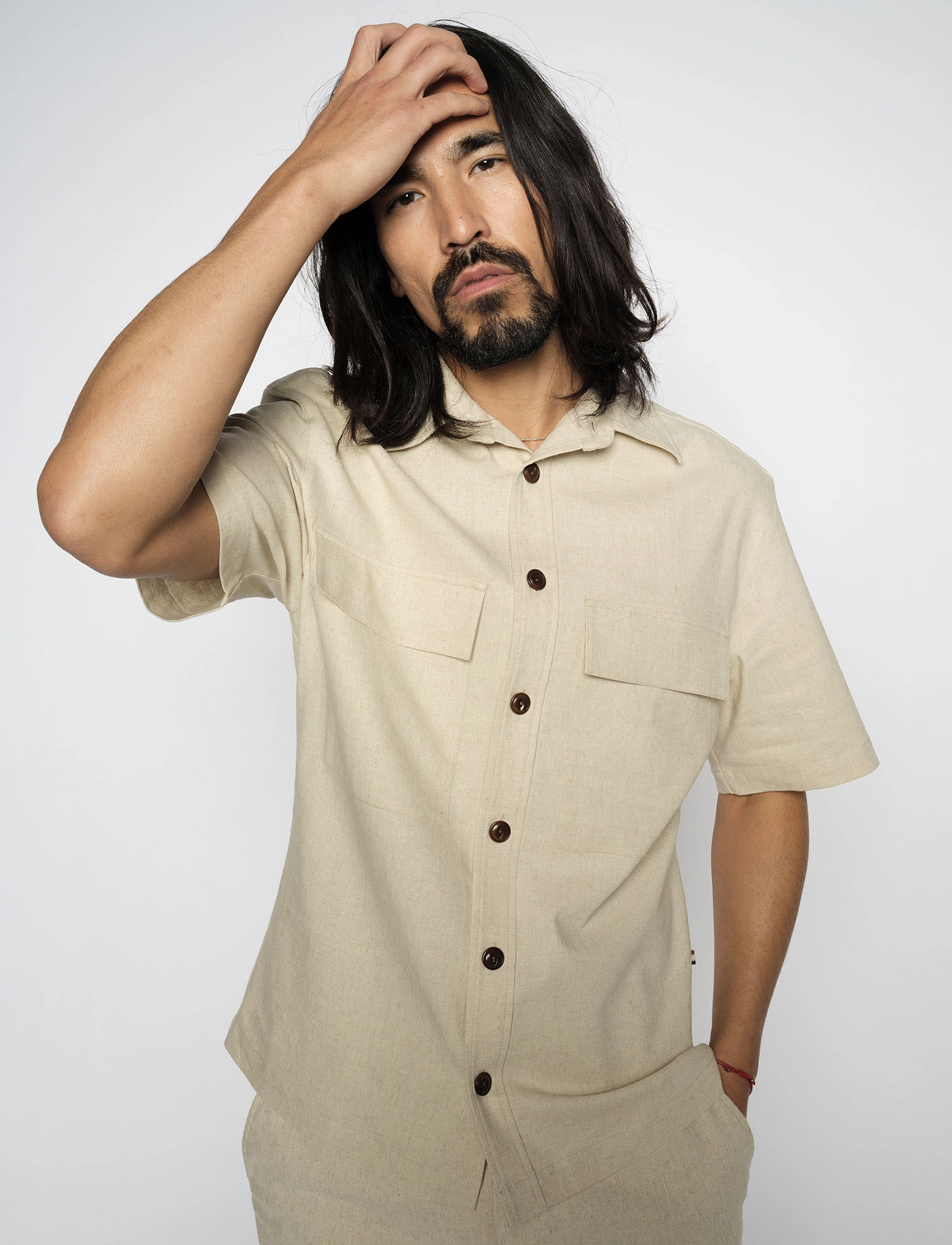Mos Mosh Gallery - MMGMatt Plage Ss Shirt - ecru melange - 2