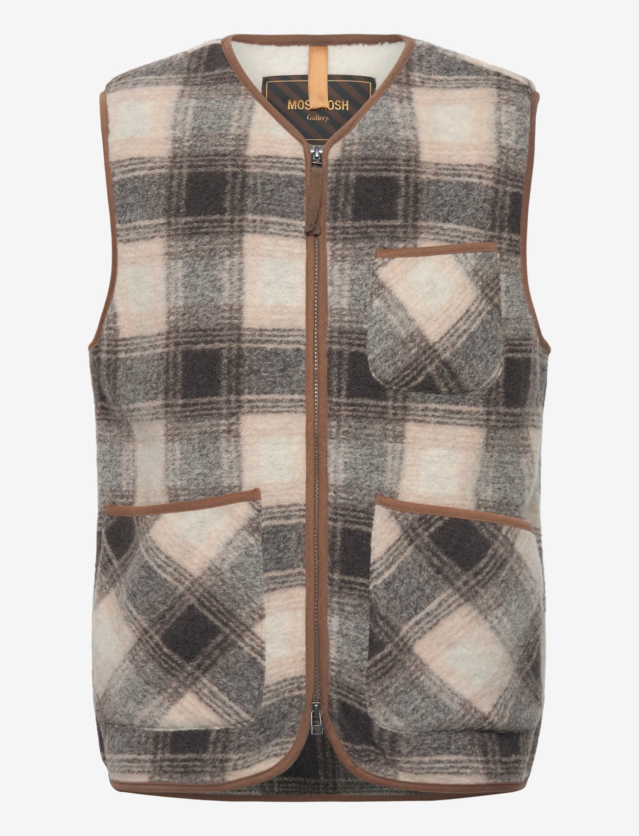 Mos Mosh Gallery - MMGTomasso Vest - vests - warm camel check - 0