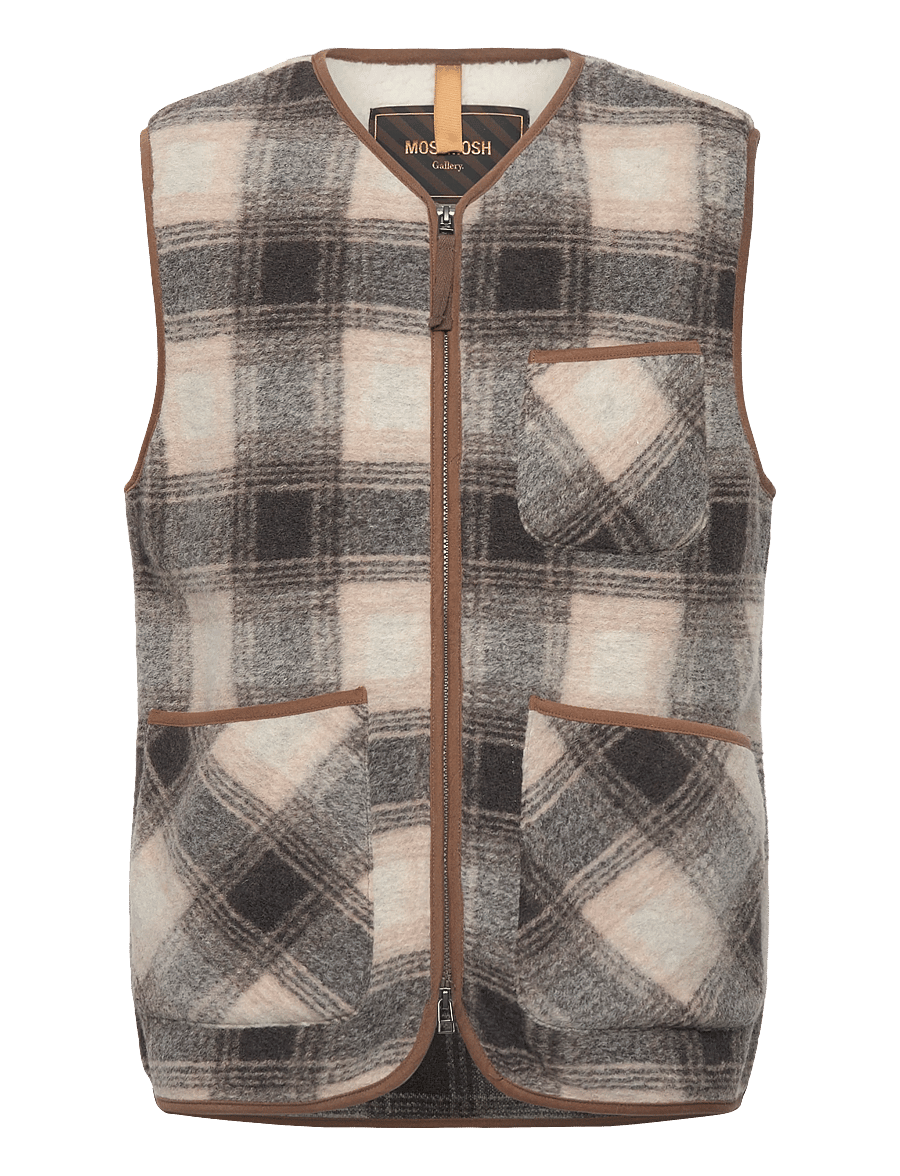 Mos Mosh Gallery - MMGTomasso Vest - veste - warm camel check - 1