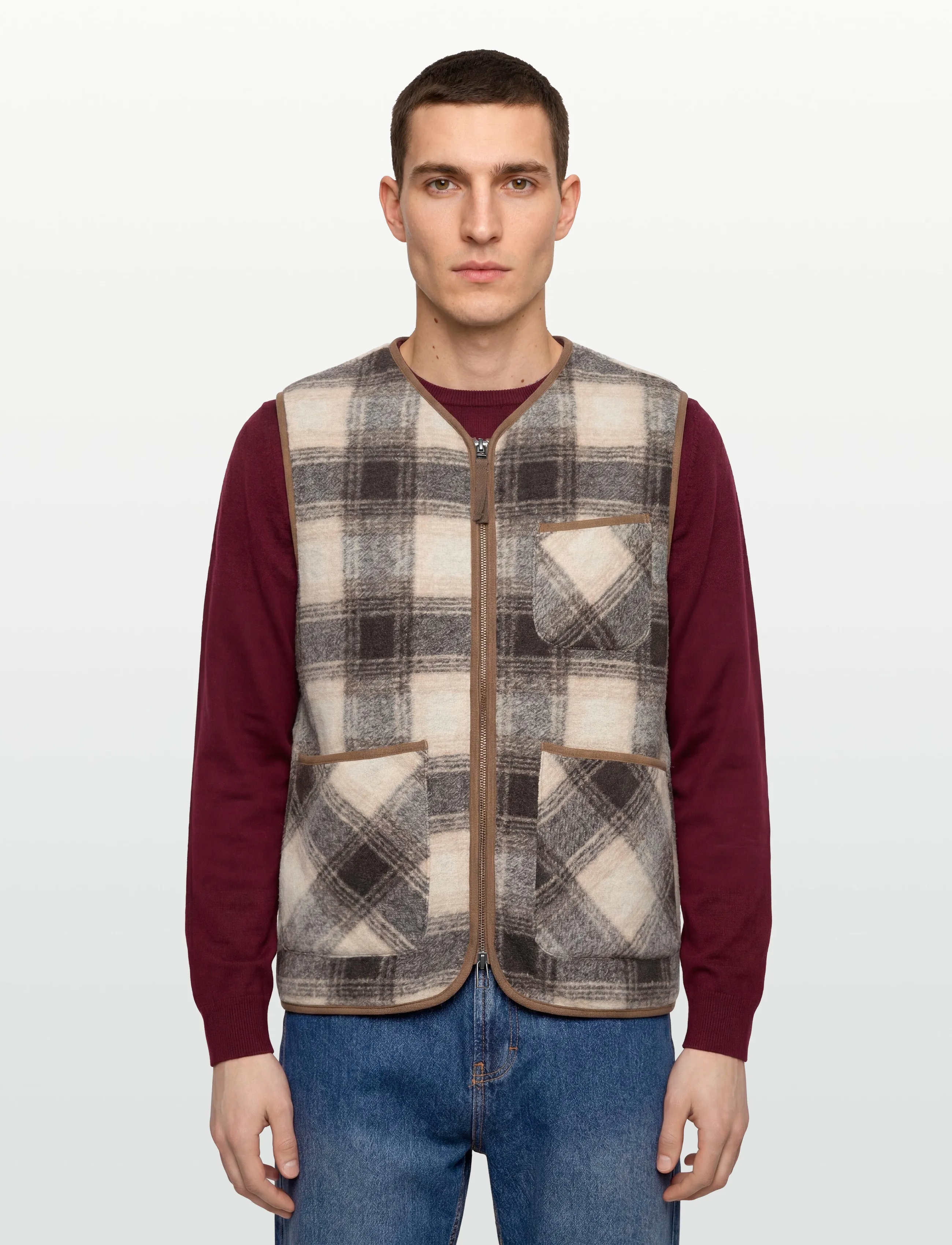 Mos Mosh Gallery - MMGTomasso Vest - vests - warm camel check - 3