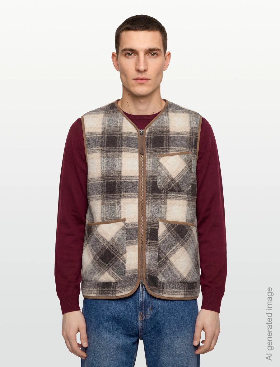Mos Mosh Gallery - MMGTomasso Vest - veste - warm camel check - 3