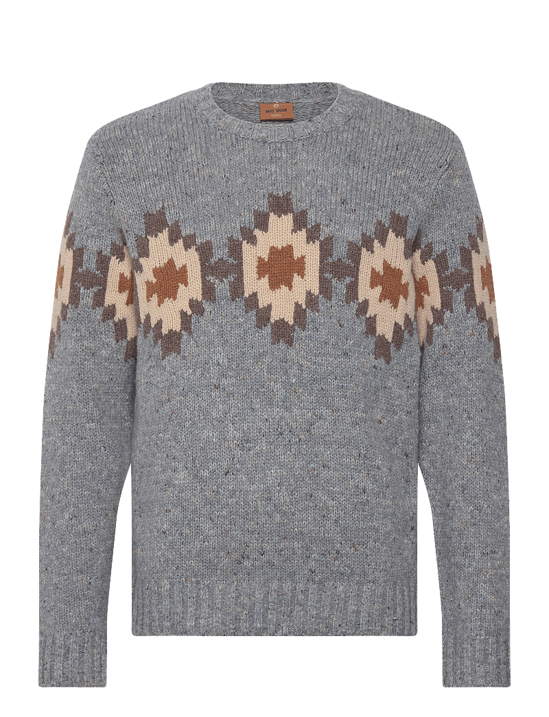 Mos Mosh Gallery - MMGBarry Autumn Knit - rundhalsad - ocean blue melange - 0