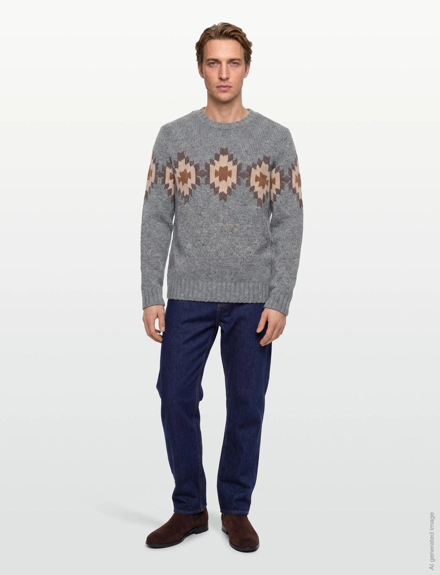 Mos Mosh Gallery - MMGBarry Autumn Knit - rundhals - ocean blue melange - 0