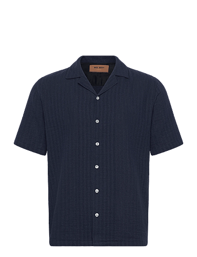 Mos Mosh Gallery MMGJoe Basso SS Shirt - Shirts - ESTATE BLUE / white