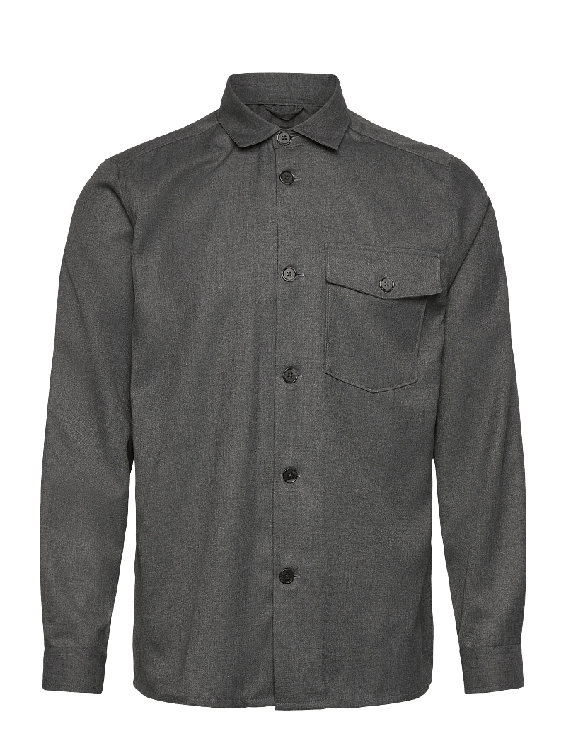 Mos Mosh Gallery - MMGNole Serge Overshirt - nach anlass kaufen - grey melange - 0