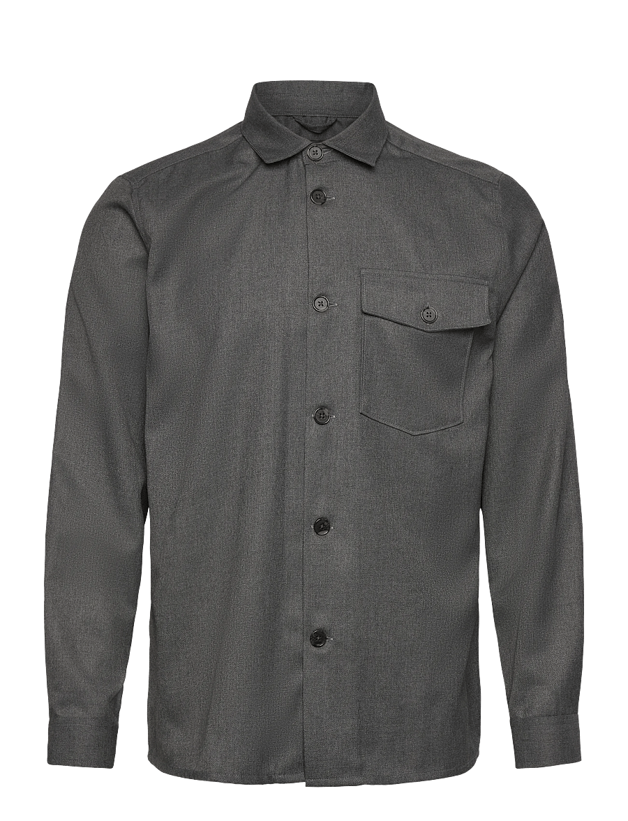 Mos Mosh Gallery - MMGNole Serge Overshirt - shoppa efter tillfälle - grey melange - 1