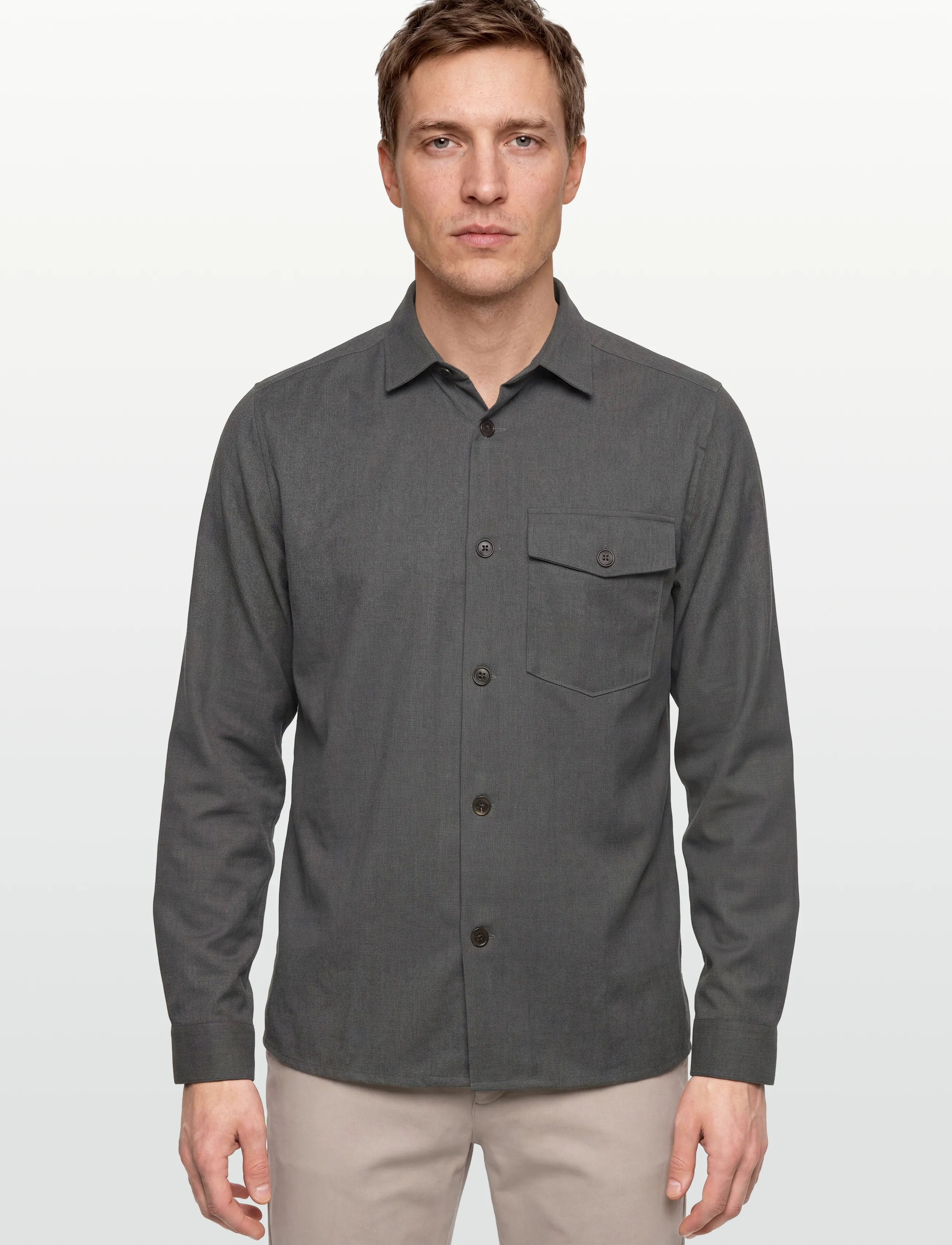 Mos Mosh Gallery - MMGNole Serge Overshirt - herren - grey melange - 3