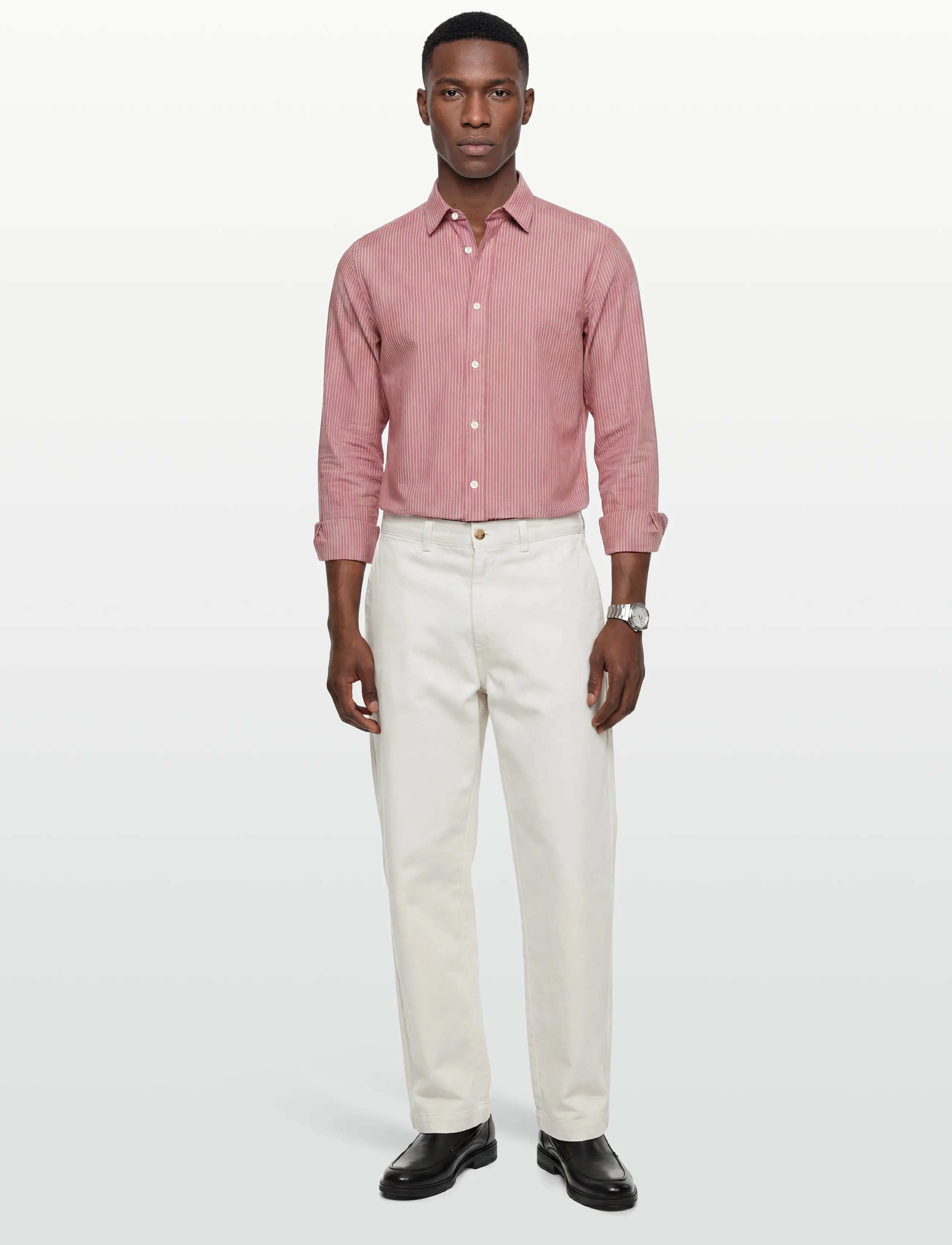 Mos Mosh Gallery Mmgmarco Oxford Stripe Shirt, M, Shirts, Rosa - Striped Männerswear