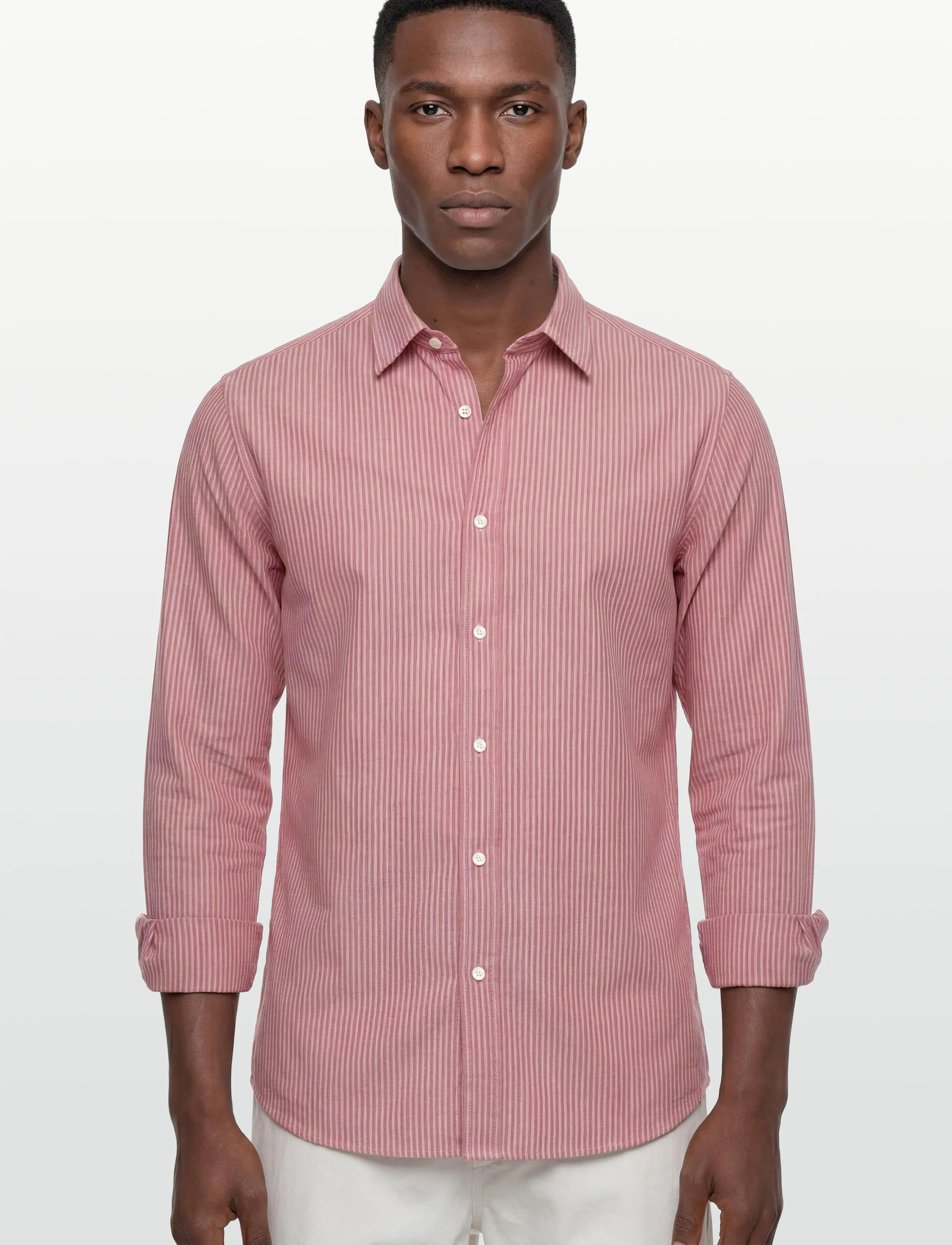 Mos Mosh Gallery - MMGMarco Oxford Stripe Shirt - röndóttar skyrtur - rosedawn - 3