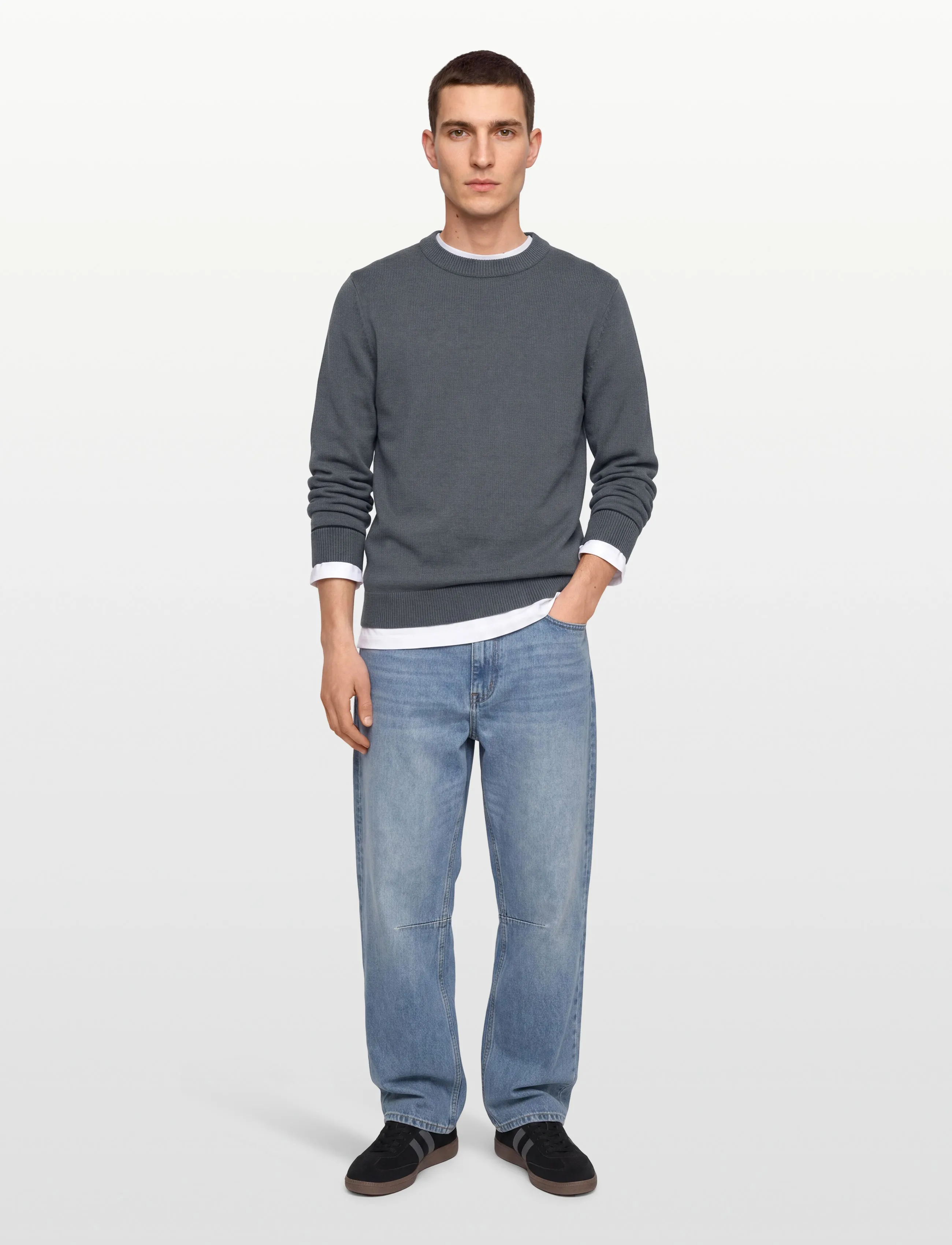 Mos Mosh Gallery - MMGBarella Crew Knit - stickade basplagg - flint stone - 0