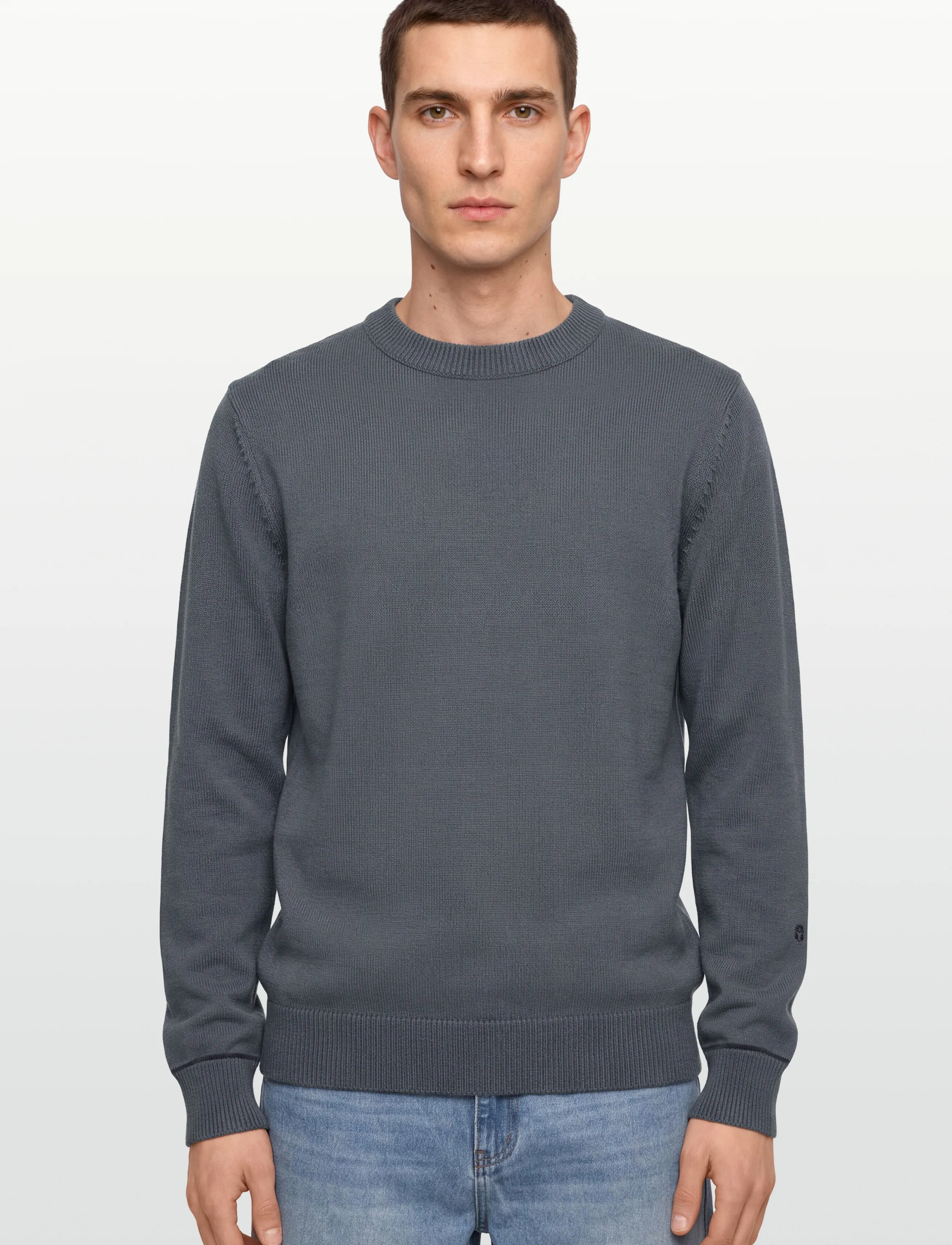 Mos Mosh Gallery - MMGBarella Crew Knit - stickade basplagg - flint stone - 3