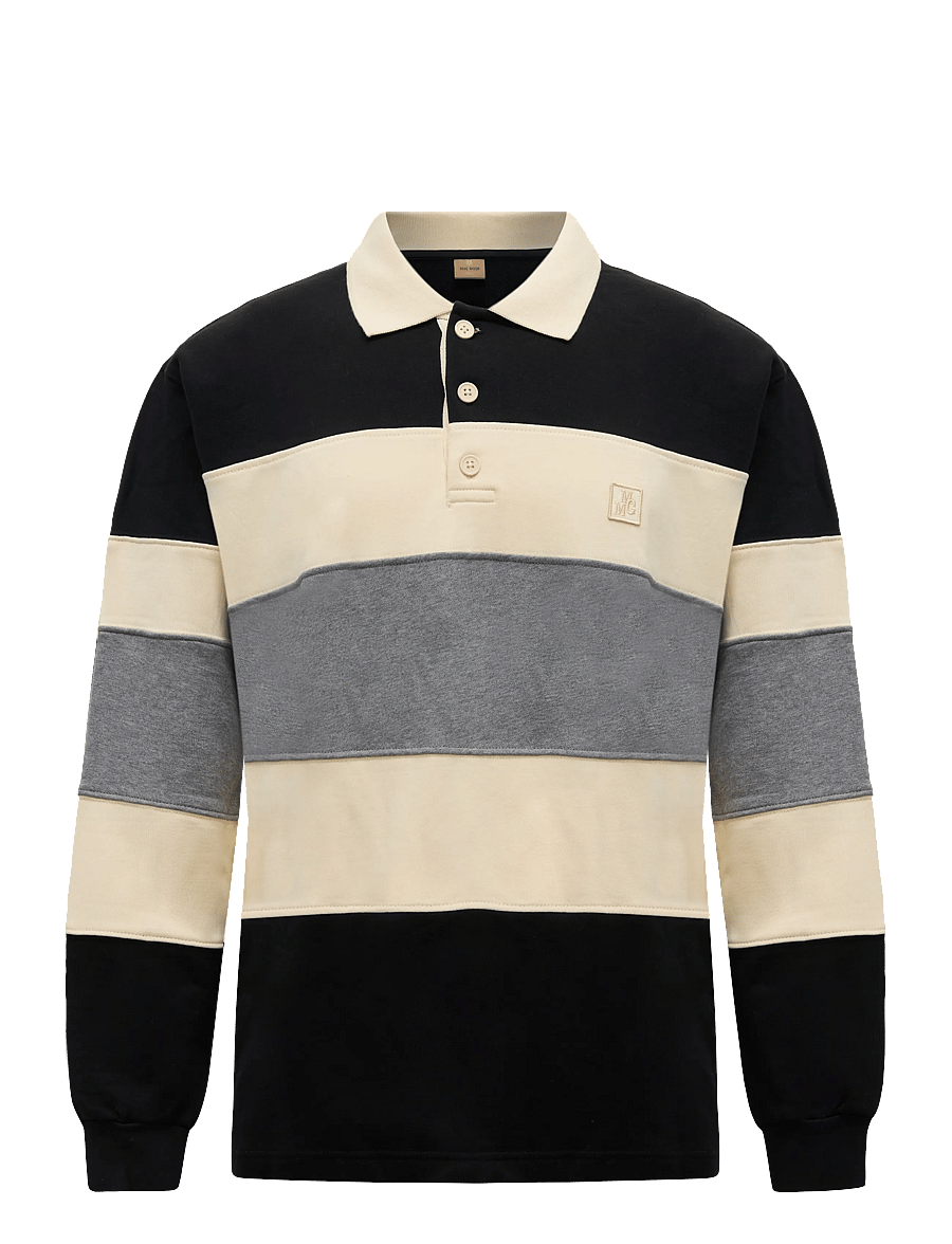 Mos Mosh Gallery - MMGGraham Polo Sweat - langärmelige strick-polohemden - black - 0