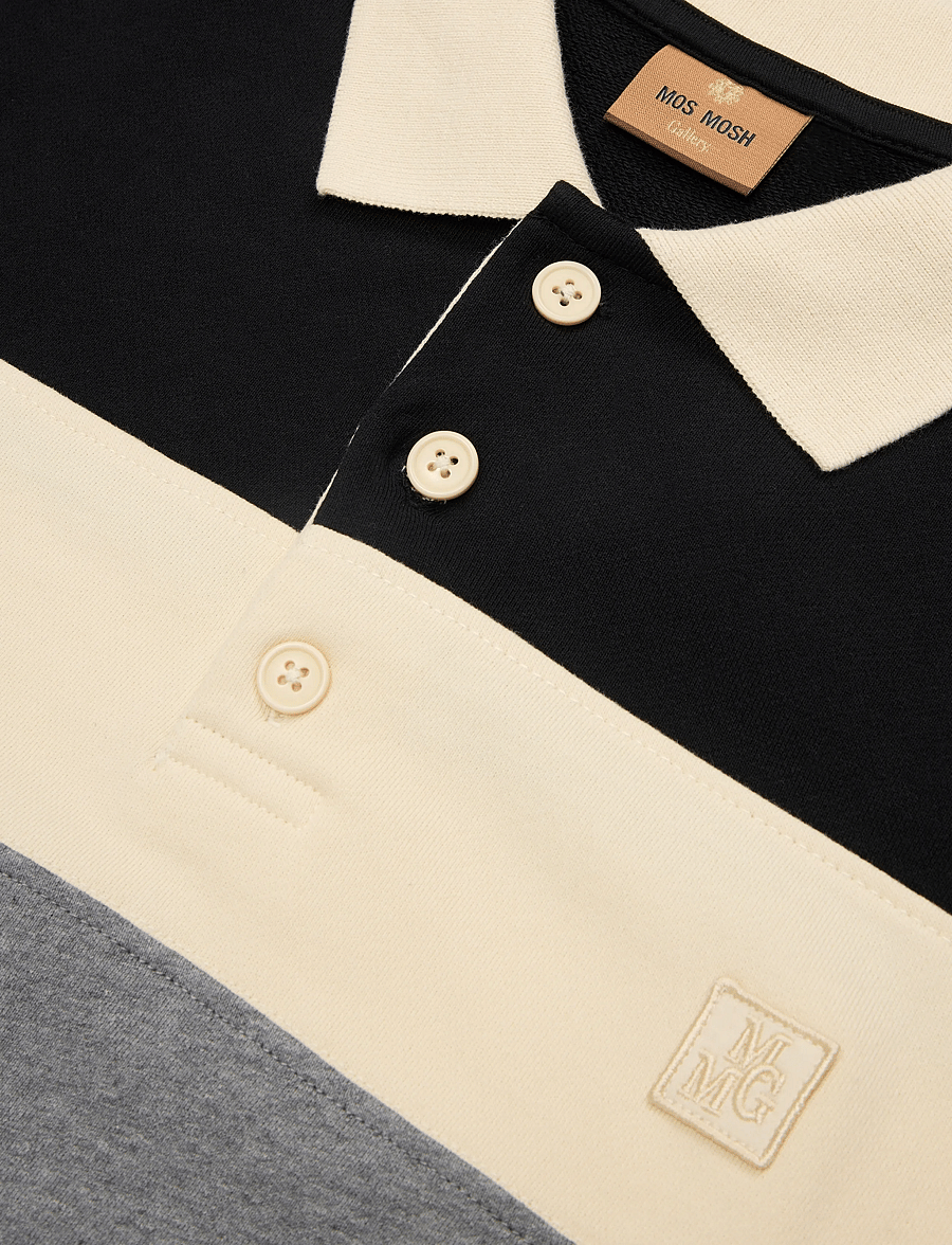 Mos Mosh Gallery - MMGGraham Polo Sweat - langärmelige strick-polohemden - black - 2