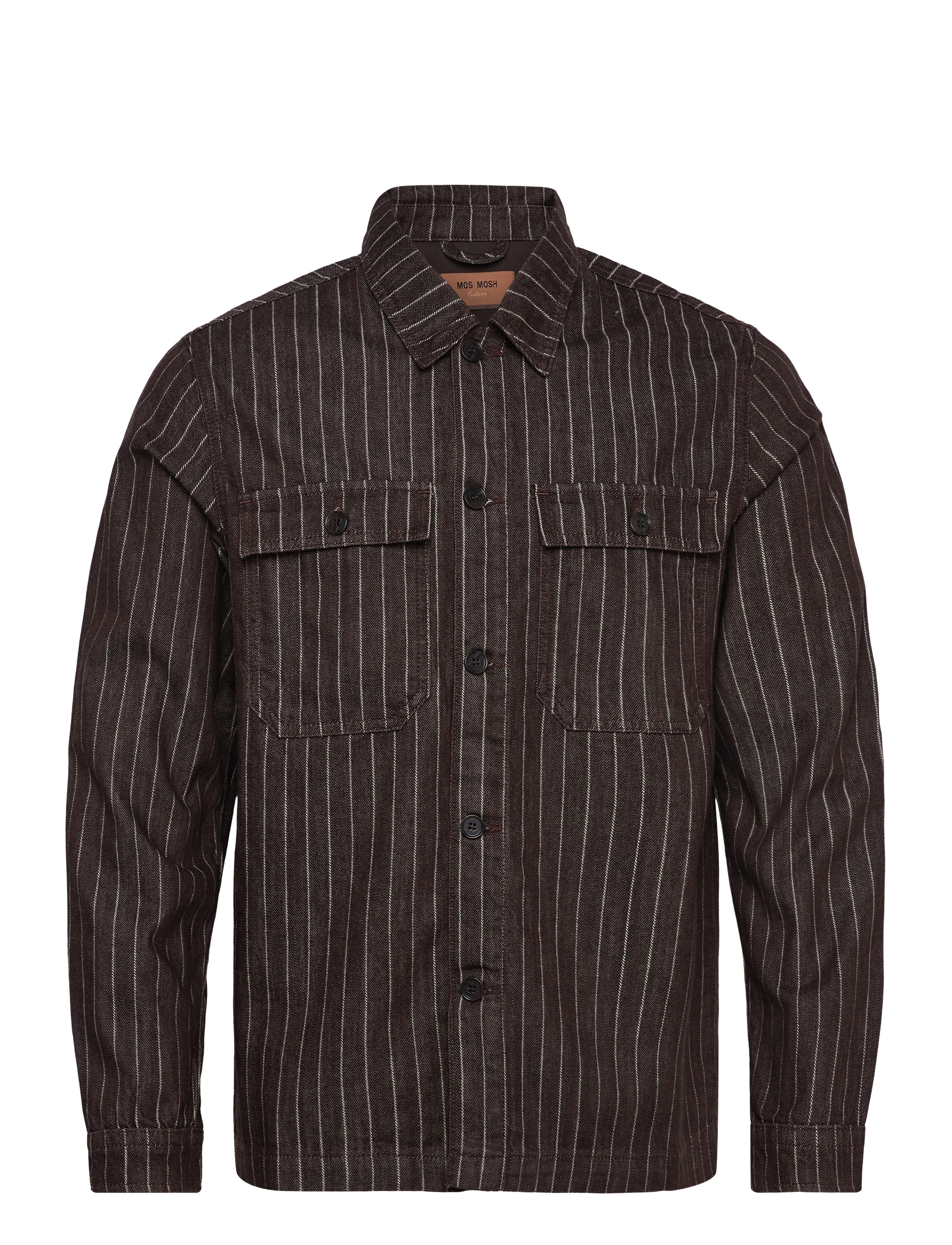 Mos Mosh Gallery Mmgmatteo Brown Stripe Overshirt, XXL, Black, Overdele > Overtrøjer, Herre