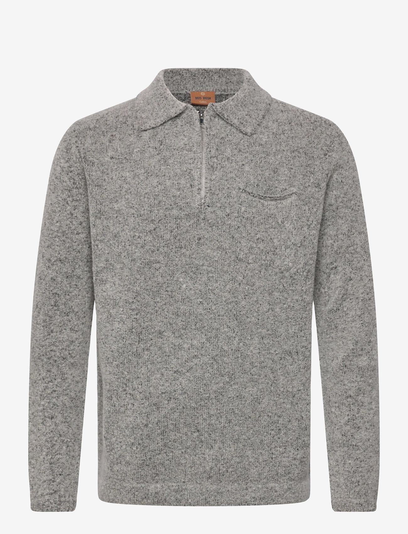 Mos Mosh Gallery - MMGRyan Soft Zip Polo Pullover - tõmblukk-kaelusega džemprid - light grey - 0