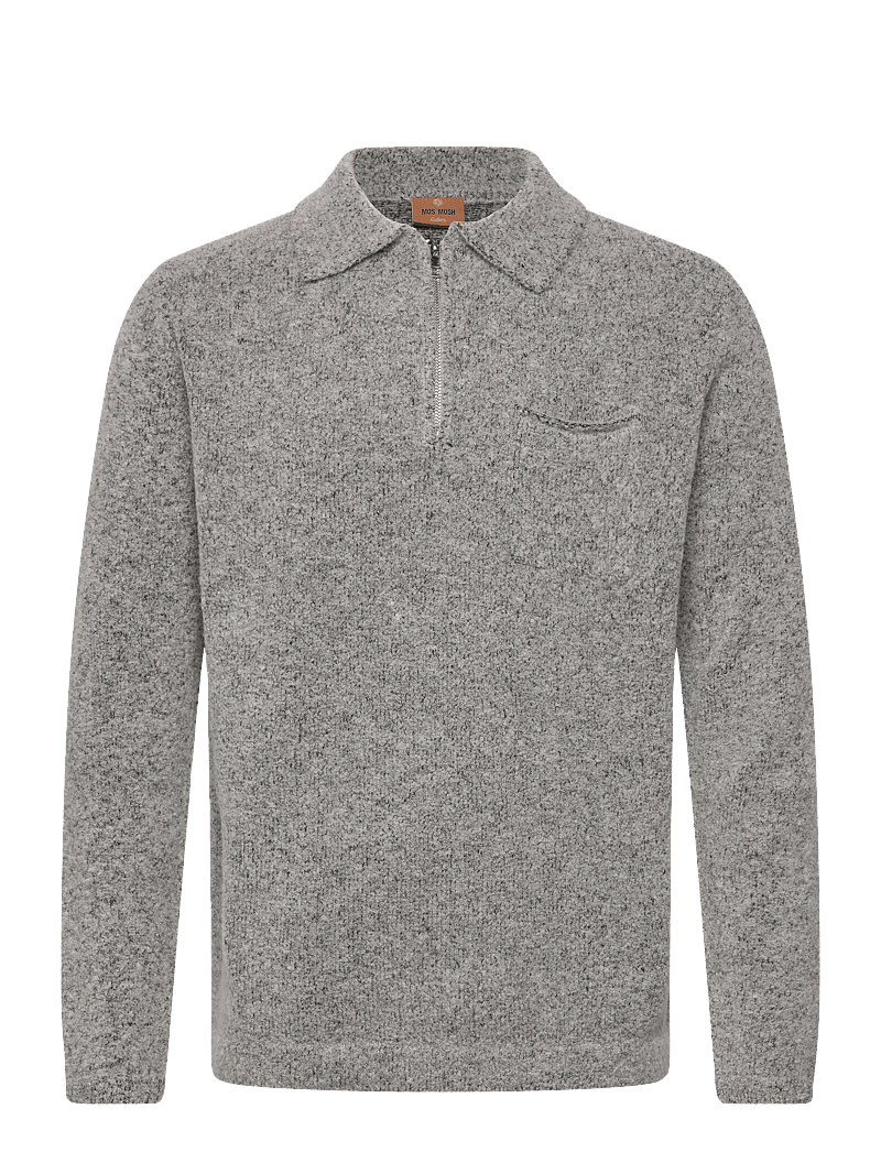 Mos Mosh Gallery - MMGRyan Soft Zip Polo Pullover - tõmblukk-kaelusega džemprid - light grey - 0