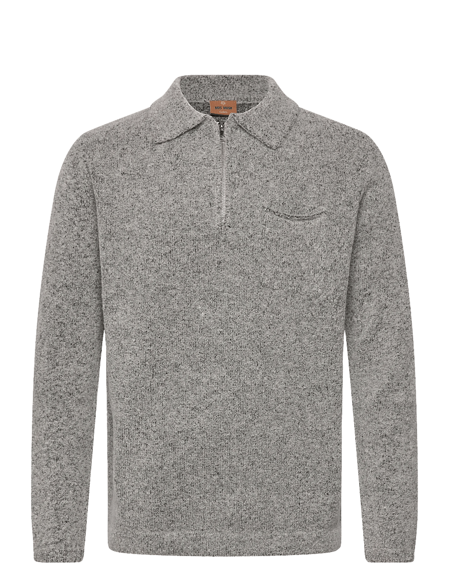 Mos Mosh Gallery - MMGRyan Soft Zip Polo Pullover - pullover mit halbem reißverschluss - light grey - 0
