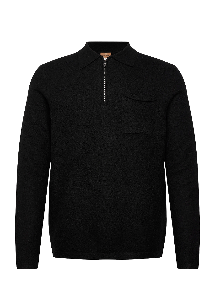 Mos Mosh Gallery - MMGRyan Boil Zip Polo Pullover - tõmblukk-kaelusega džemprid - black - 0