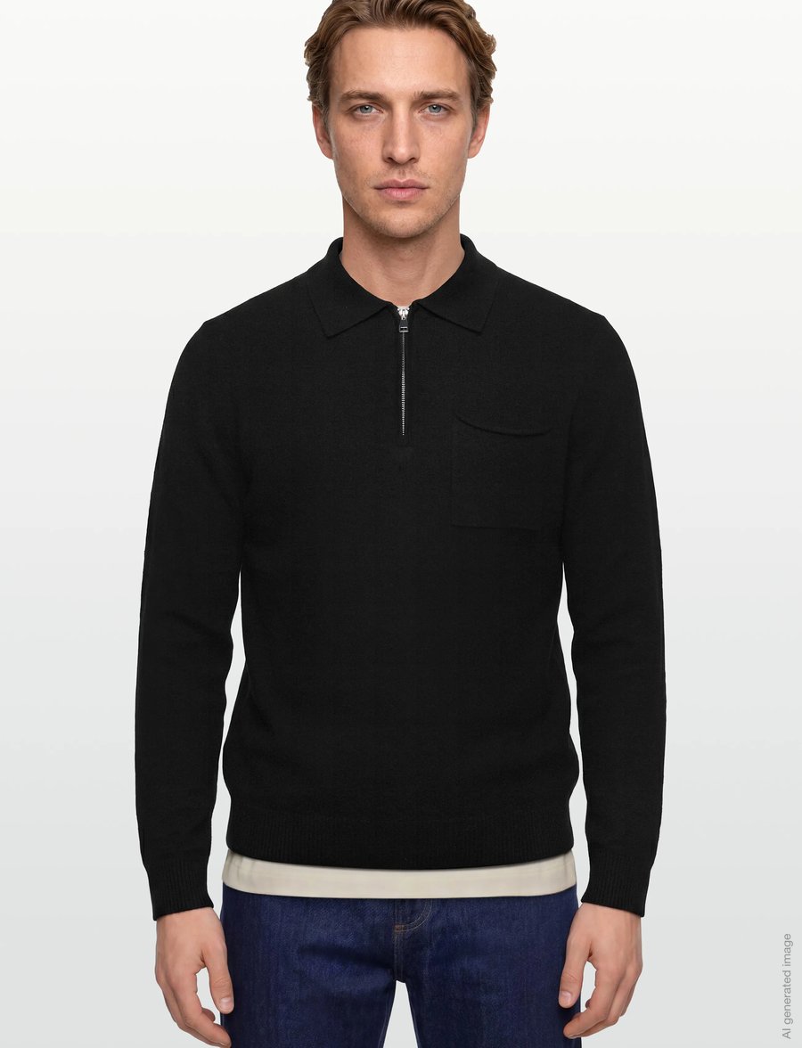 Mos Mosh Gallery - MMGRyan Boil Zip Polo Pullover - half zip-tröjor - black - 3