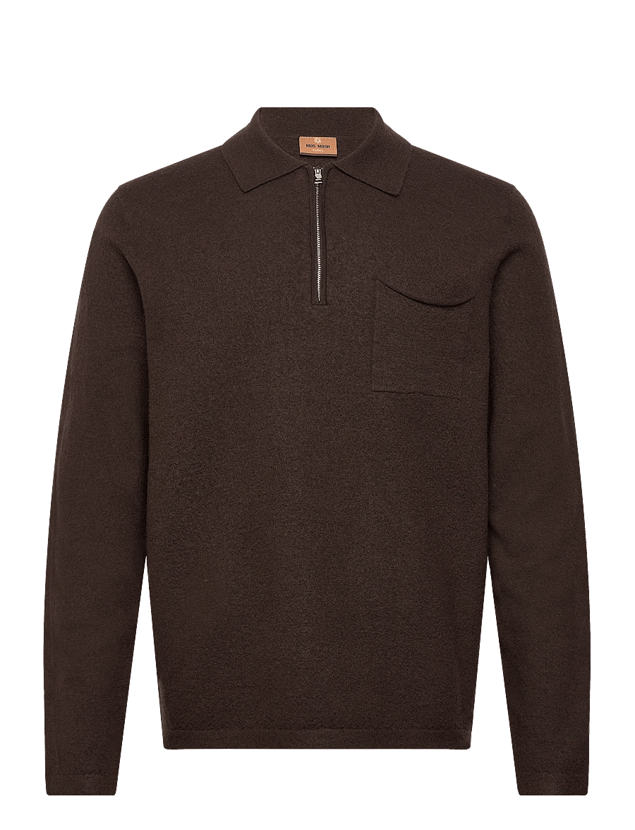 Mos Mosh Gallery - MMGRyan Boil Zip Polo Pullover - pullover mit halbem reißverschluss - chocolate brown - 0